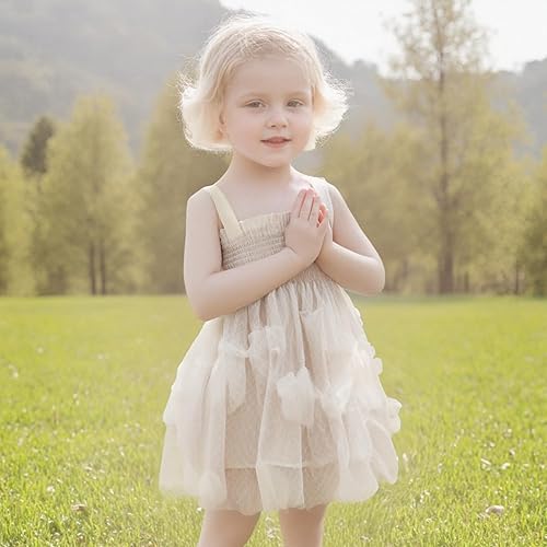 Miniatura 7 de Vestido de mariposa para niña pequeña, sin mangas, tul con alas de tutú y volantes en capas, vestidos de princesa para fiesta de cumpleaños