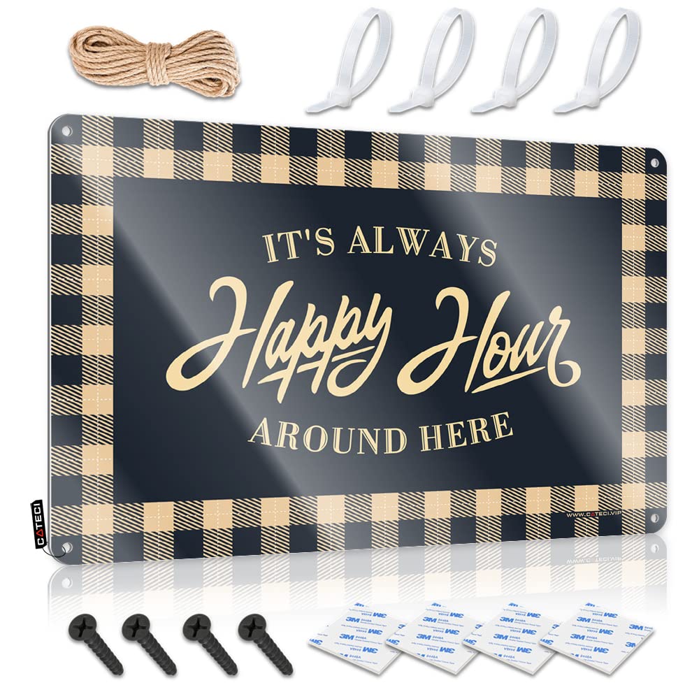 Decor For Man Cave It'S Always Happy Hour Around Here Sign Office Tin Sign Vintage Metal Tin Sign(30X40CM)