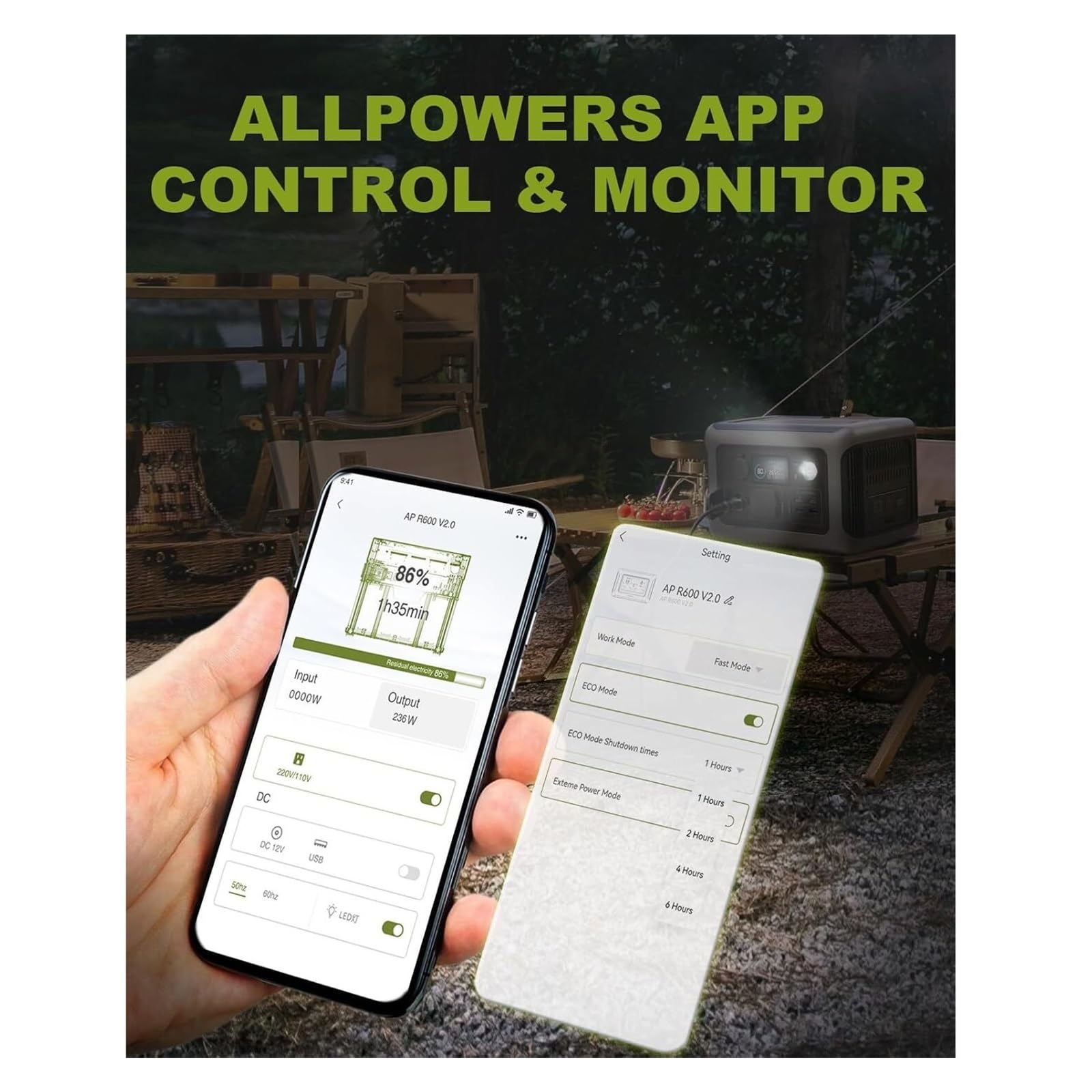 Estación De Energía Portátil R600, Batería LiFeP04 299Wh con 2 Salidas CA 600W (sobretensión 1200W) For Acampar Al Aire Libre, Casa Rodante Ligero Y PortáTil