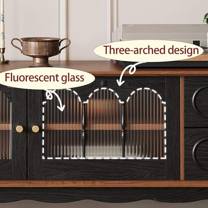 Rustic Vintage Solid Wood TV Stand, Modern Retro Living Room TV Cabinet image 4