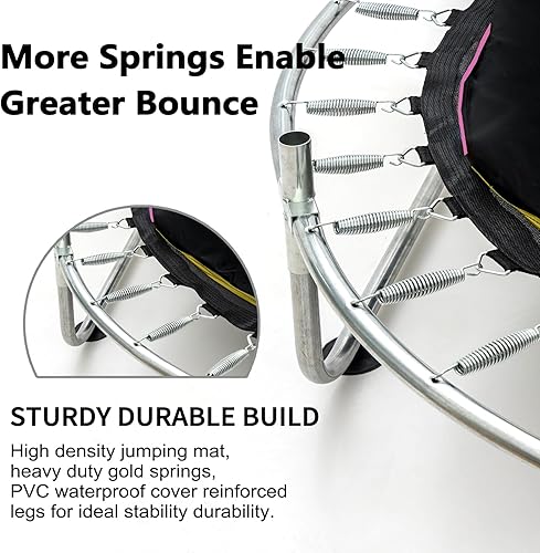 Miniatura 5 de Trampolín para niños, trampolín ajustable de 5 pies, trampolín de bebé para interiores y exteriores con red de cierre, diseño seguro sin huecos,