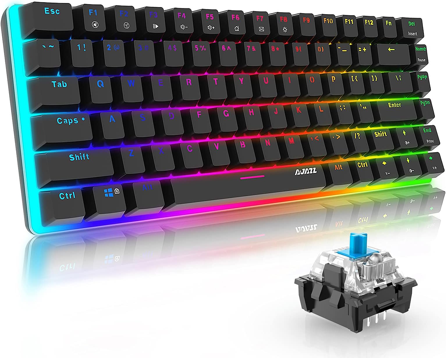 AJAZZ AK33 Mechanical Gaming Keyboard RGB Blue Switch 82 Keys 100% Anti-Ghosting 19 RGB Lighting Modes for Windows PC/Mac