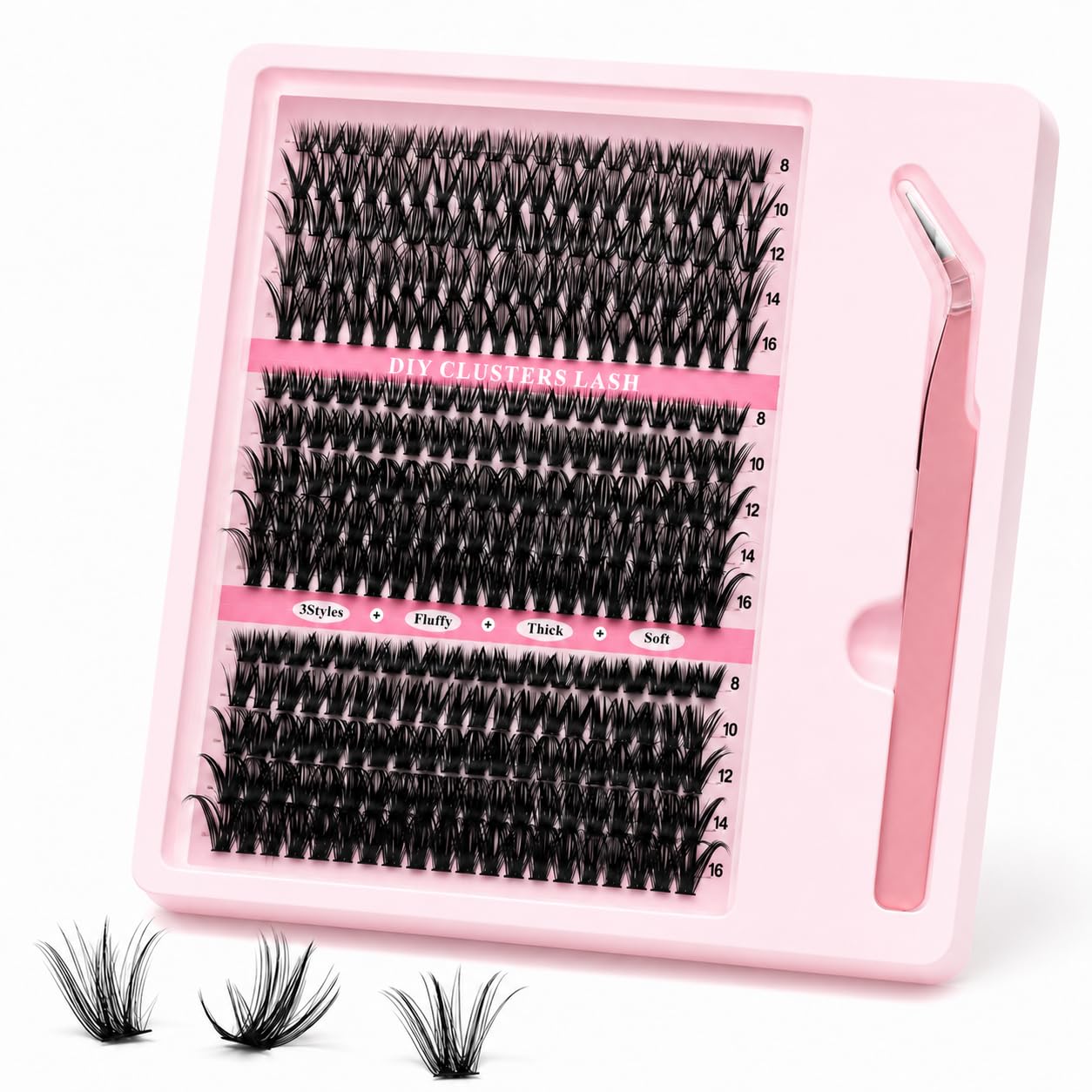 Satmarhz 300 Pcs Cluster Lashes Kit for Women, 8-16mm Lash Clusters & Tweezer, Reusable False Lashes, Lightweight Natural Look Fake Eyelashes, Complete Eyelash Extension Kit for Daily Wear, Work, Travel-image-26