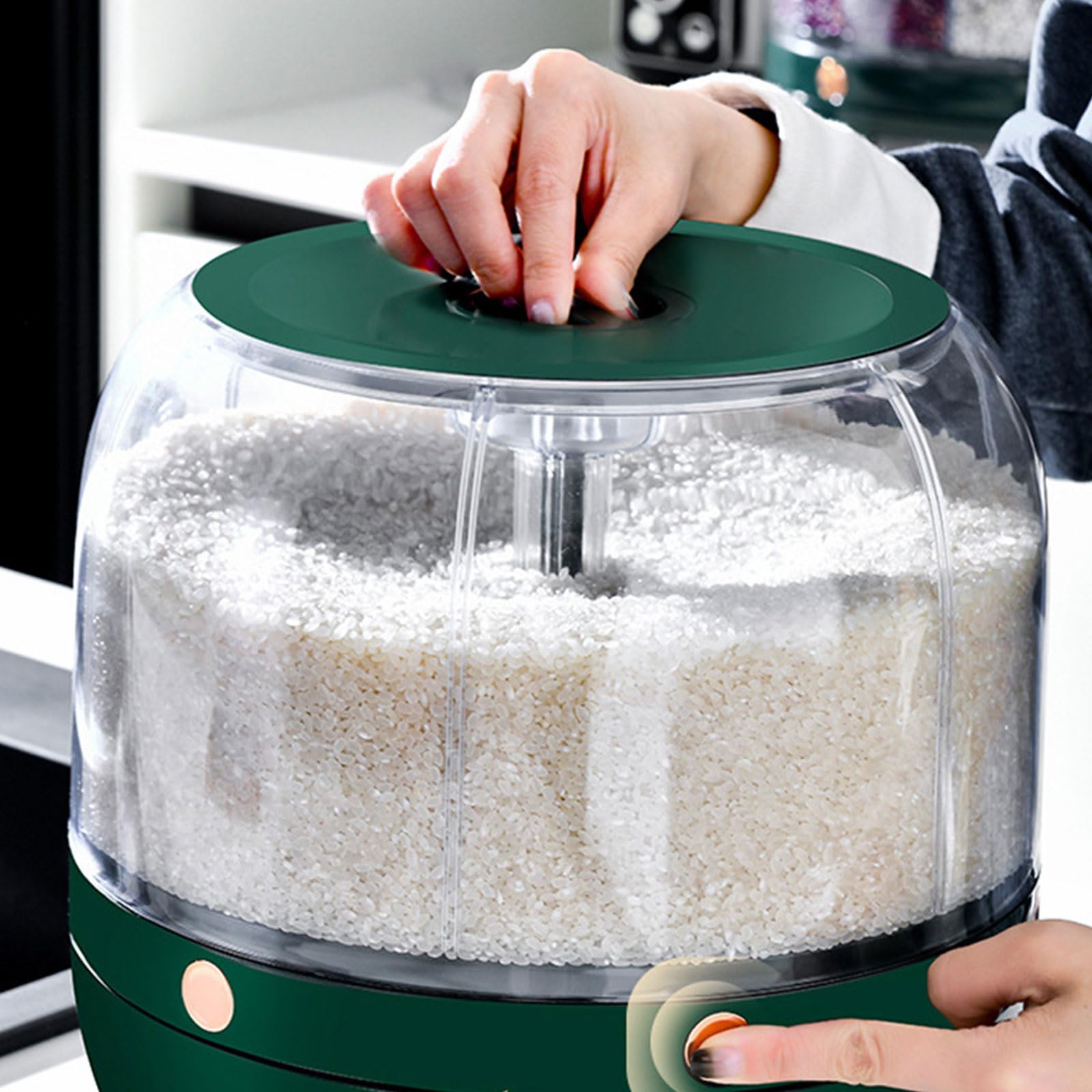 Contenitore per alimenti secchi con 6 sezioni staccabili Dispenser di riso rotante a 360 gradi Porta alimenti da cucina Contenitore per noci e fagioli