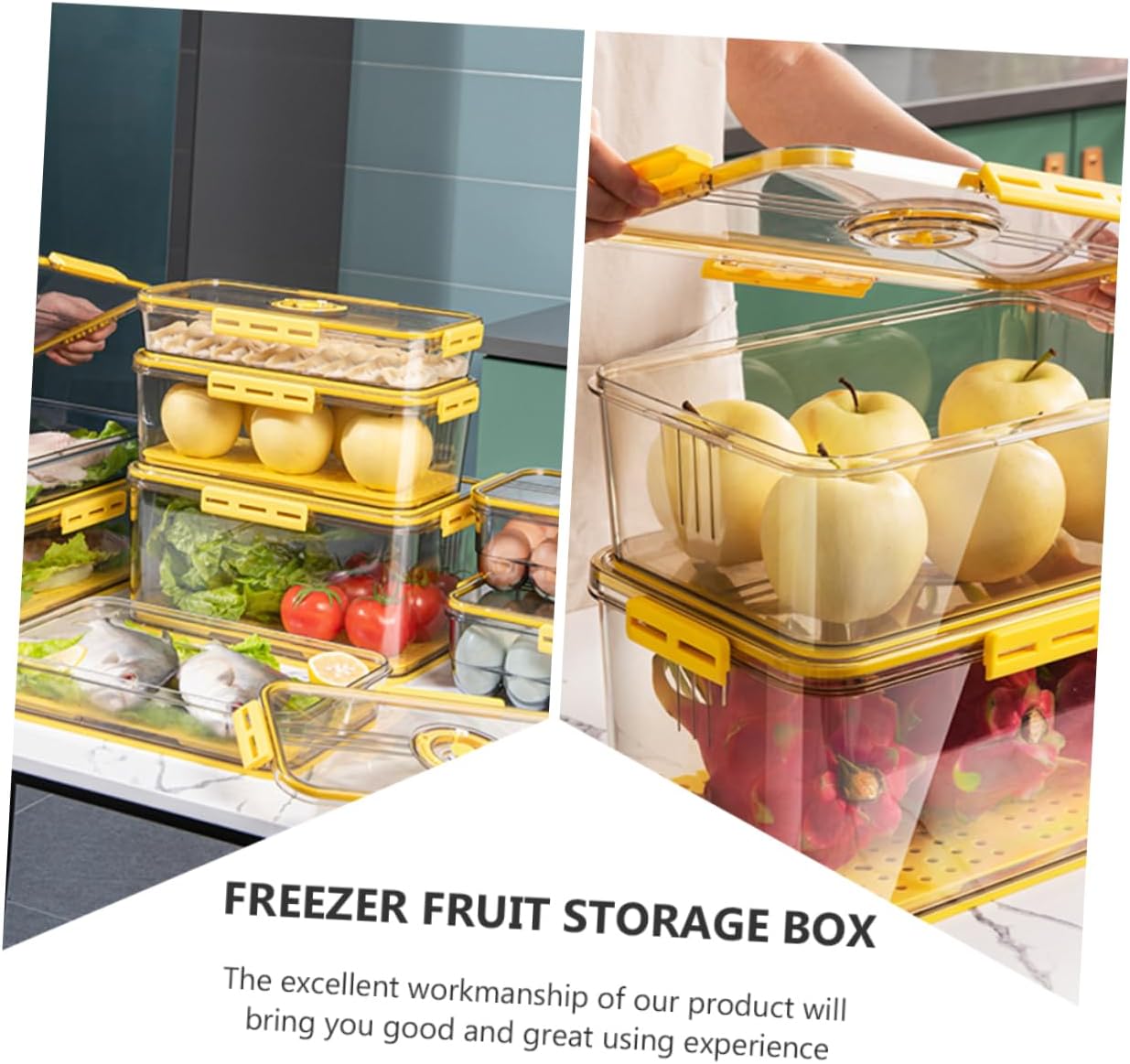 PET Freezer Storage Box with Lid Airtight Refrigerator Container for Fruits and Vegetables Food Storage Organizer for Fridge