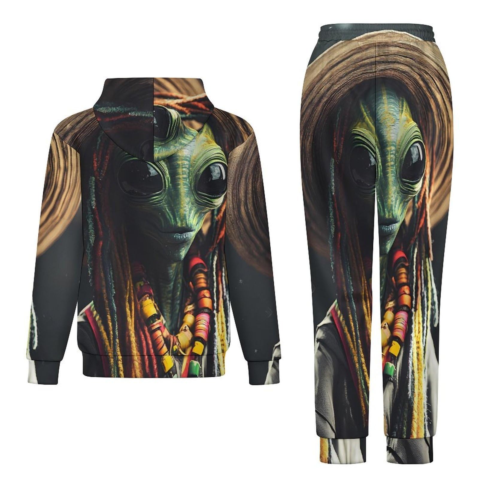 Aliens Reggae - Tuta da uomo alla moda, felpa con cappuccio e pantaloni da jogging, set completo per palestra e corsa