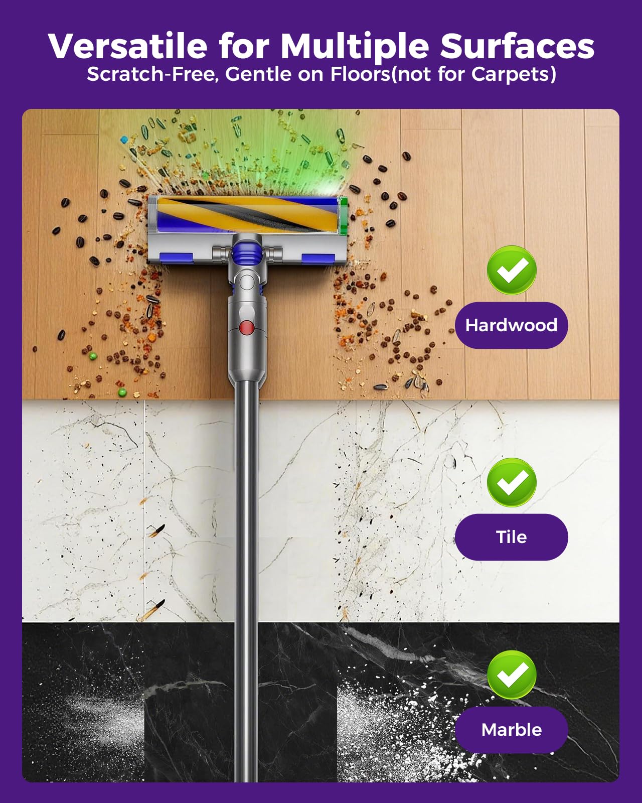 V12 szczotka elektryczna do Dyson V12 Detect Slim/Digital Slim, części zamienne do twardych podłóg z wykrywaniem kurzu (zielone światło), akcesoria do odkurzacza Dyson V12/Digital Slim