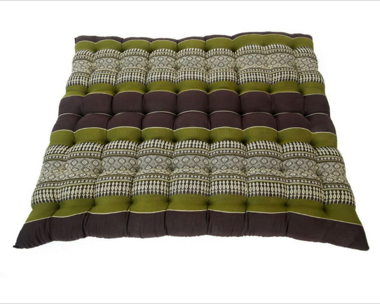 Design by UnseenThailand Meditation Zabuton Mat, Kapok Fabric, 30x28x2 inches. (Brown - Green)