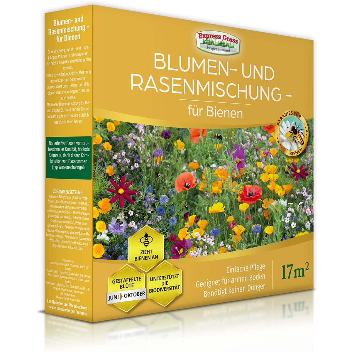 3er-Set Blumenmischung Wildblumen, Bienen, Schmetterlinge - (17m2) - Japanischer Rasen
