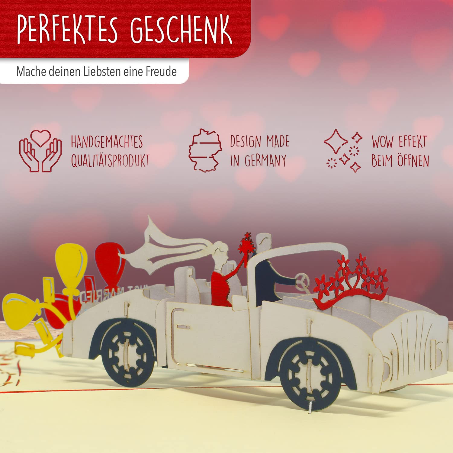 LINPOPUP®, LIN17381, Carte POP UP Carte 3D Pliable Avec Couple De Mariés Dans Un Cœur D'amour - Félicitations Pour Le Mariage - Invitation De Mariage, N254