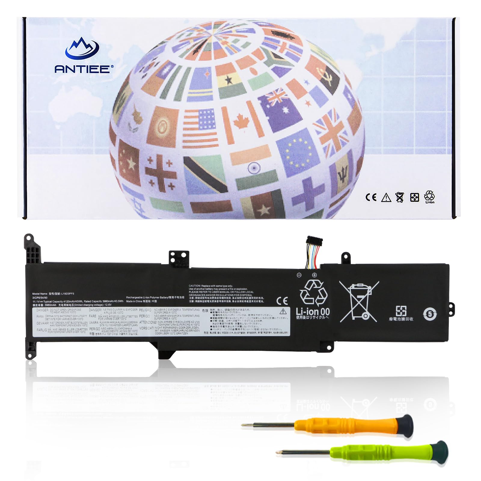 ANTIEE 45Wh L19C3PF7 L19L3PF5 L19D3PF5 Laptop Battery for Lenovo IdeaPad 3-14ADA05 3-14ARE05 3-14IIL05 3-14IML05 3-15ARE05 3-15IIL05 3-15IML05 Series