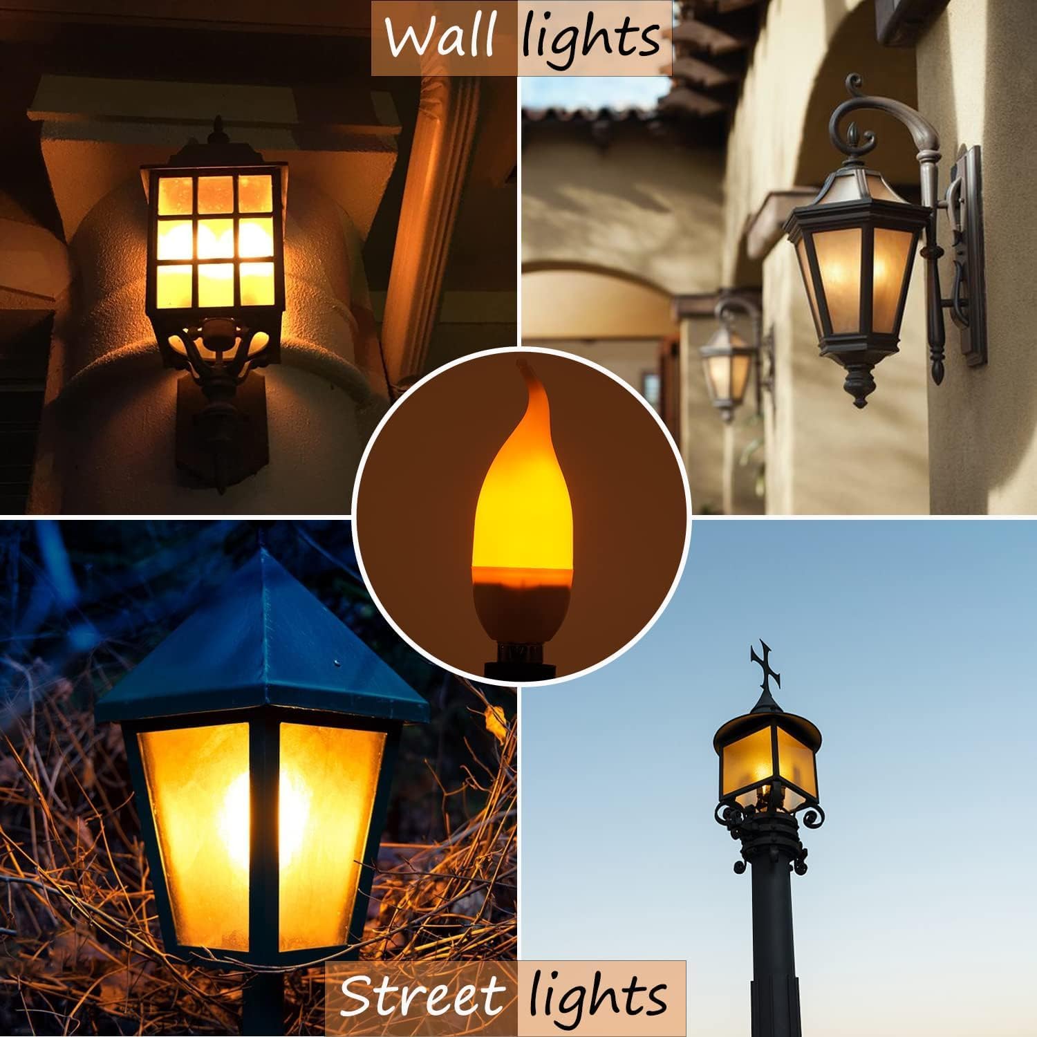 E12 Flame Bulbs 12 Pack, 3 Mode LED Candelabra Flame Light Bulb 2.0 Watt Warm White Chandelier Flame Bulbs,1800k Candle Light Bulbs, Flame Tip for Christmas Party Decorations