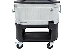 Permasteel 120 Qt Galvanized Rolling Patio Cooler with Wheels & Handles