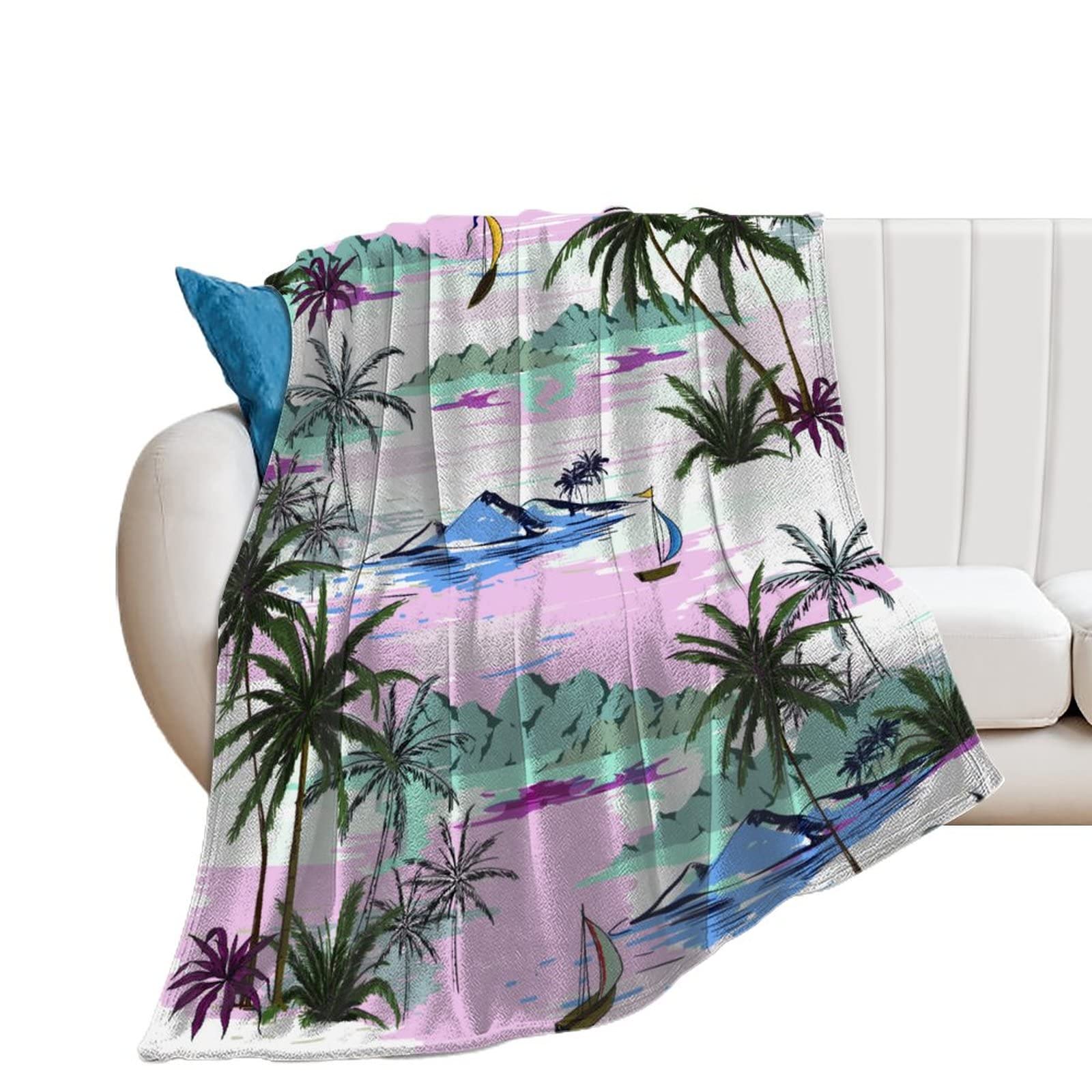 Couverture polaire cocotier 100x130cm jeté de lit et canapé pour salon