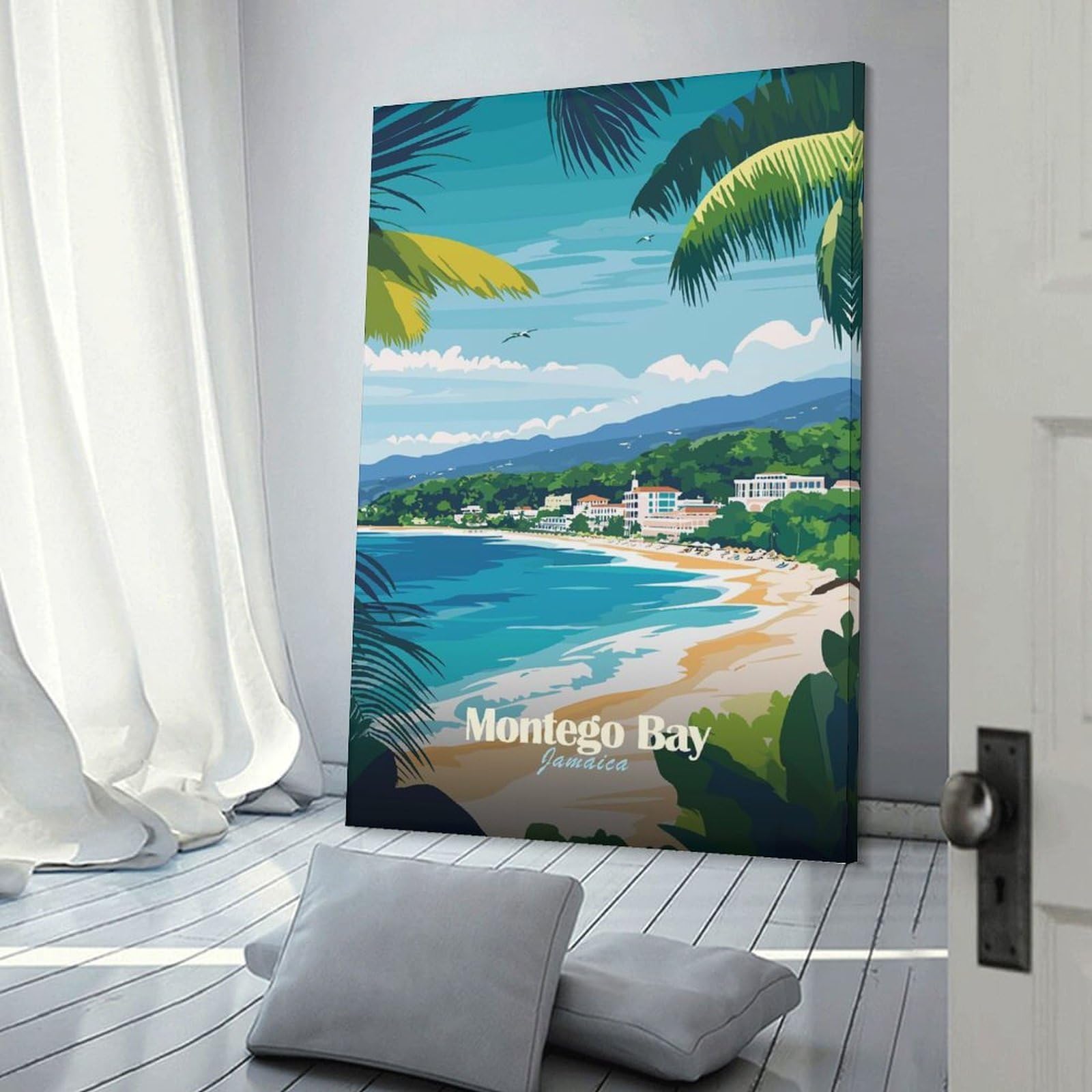 Junmoney Decorative Canvas Print Montego Bay Jamaica Poster, 20x30inch(50x75cm), for Lounge, Bedroom Or Personal Spaces, A Wall Art Gift for Fresh Interiors
