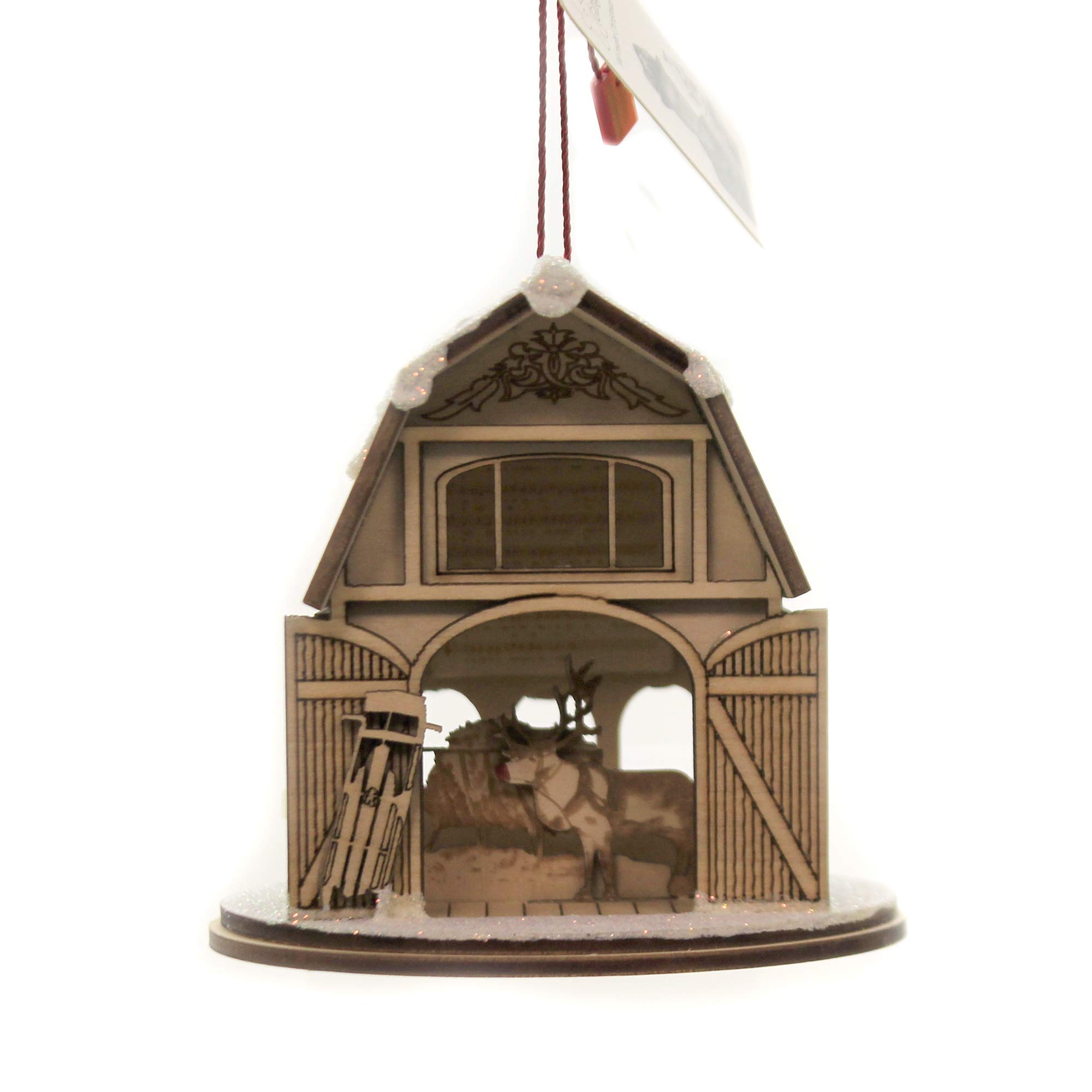 Old World Christmas Multi Color Ginger Cottages Santa’s Reindeer Barn Ornaments For Christmas Tree