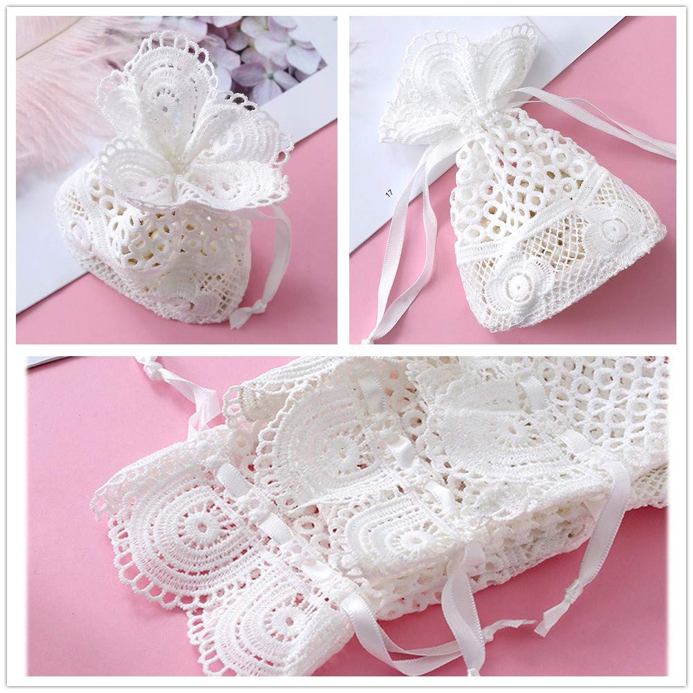 Amazon | 巾着袋 ラッピング 小物入れ オーガンジー レース刺繍 包装