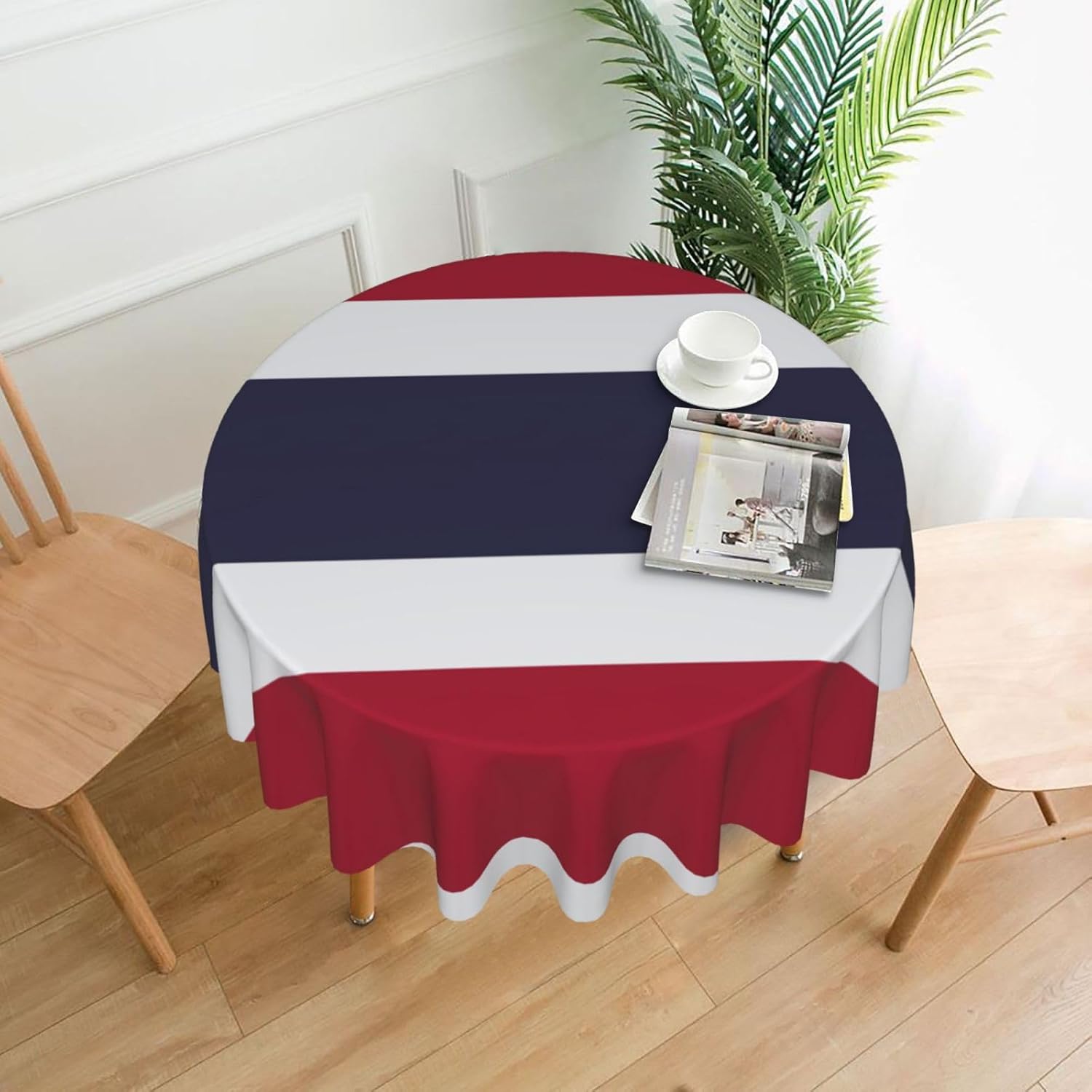 Thailand Flag Print Wrinkle Free Dining Table Cover for Birthday Party Farmhouse Tablecloths Up to 60 x 60 Inches