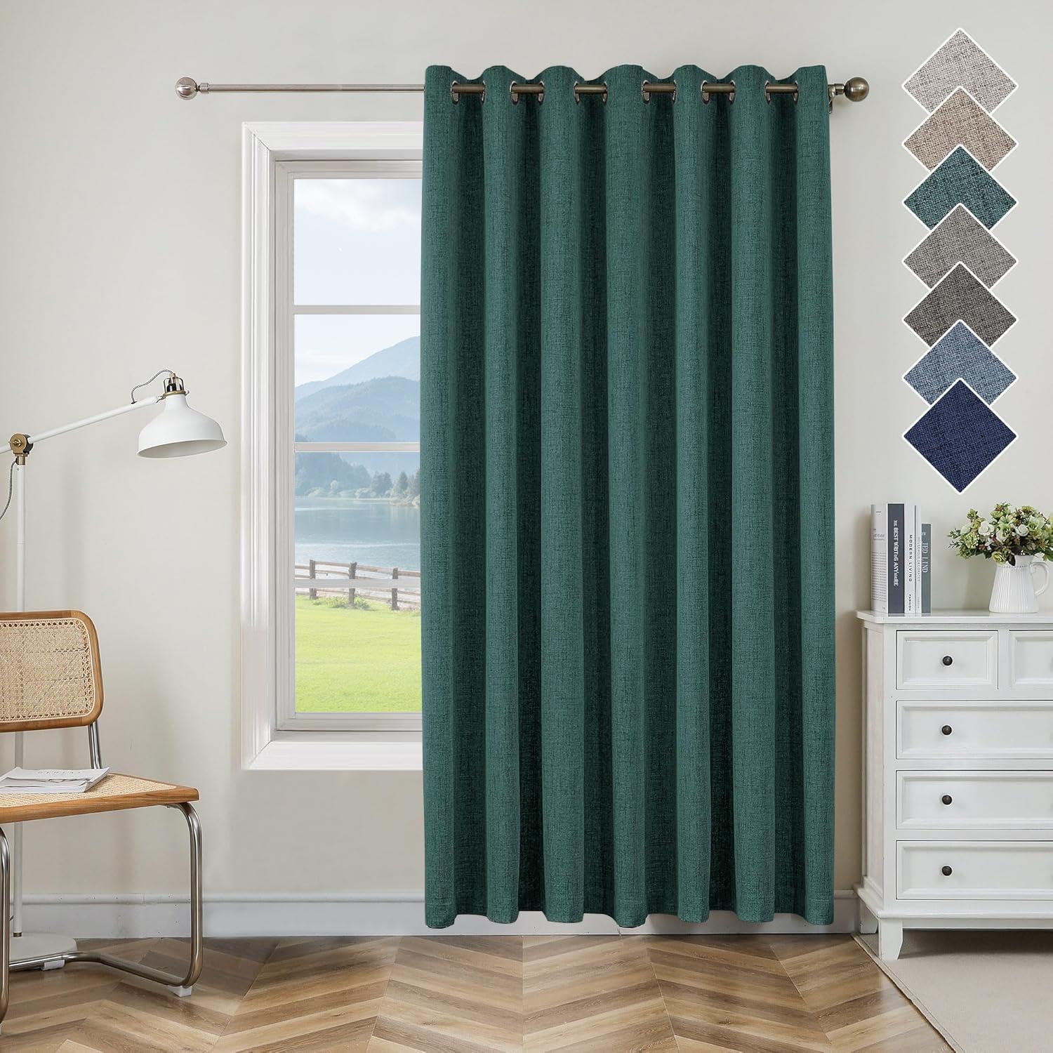 CUCRAF 100% Blackout Curtains, Cyan, Thermal Insulated, Energy Saving, Sun Blocking, Soft Texture, Lined, Polyester, Machine Wash, Bedroom, Living Room, Nursery