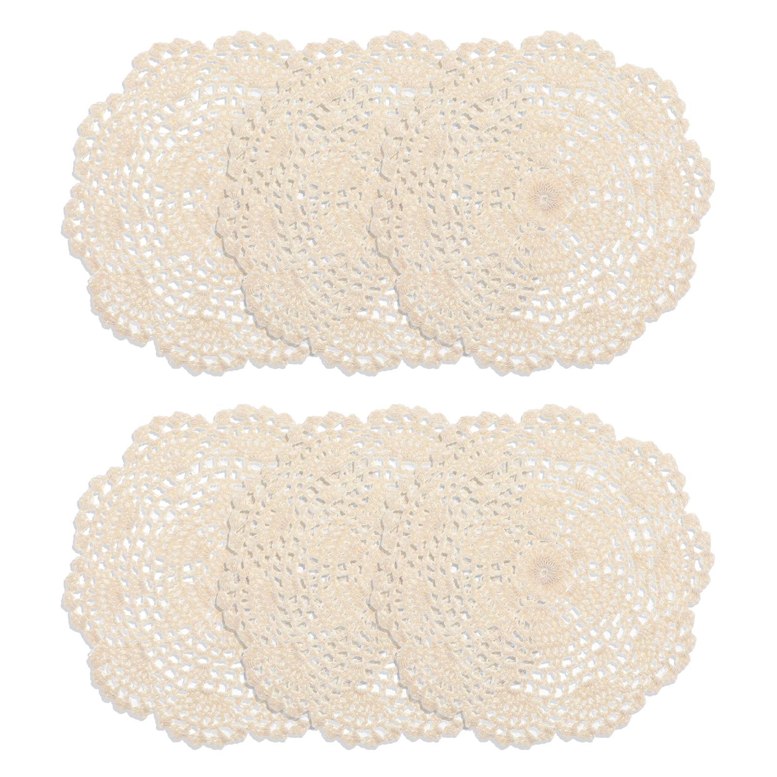 Napperon rond en dentelle de coton au crochet Piriuuo, élégance artisanale beige