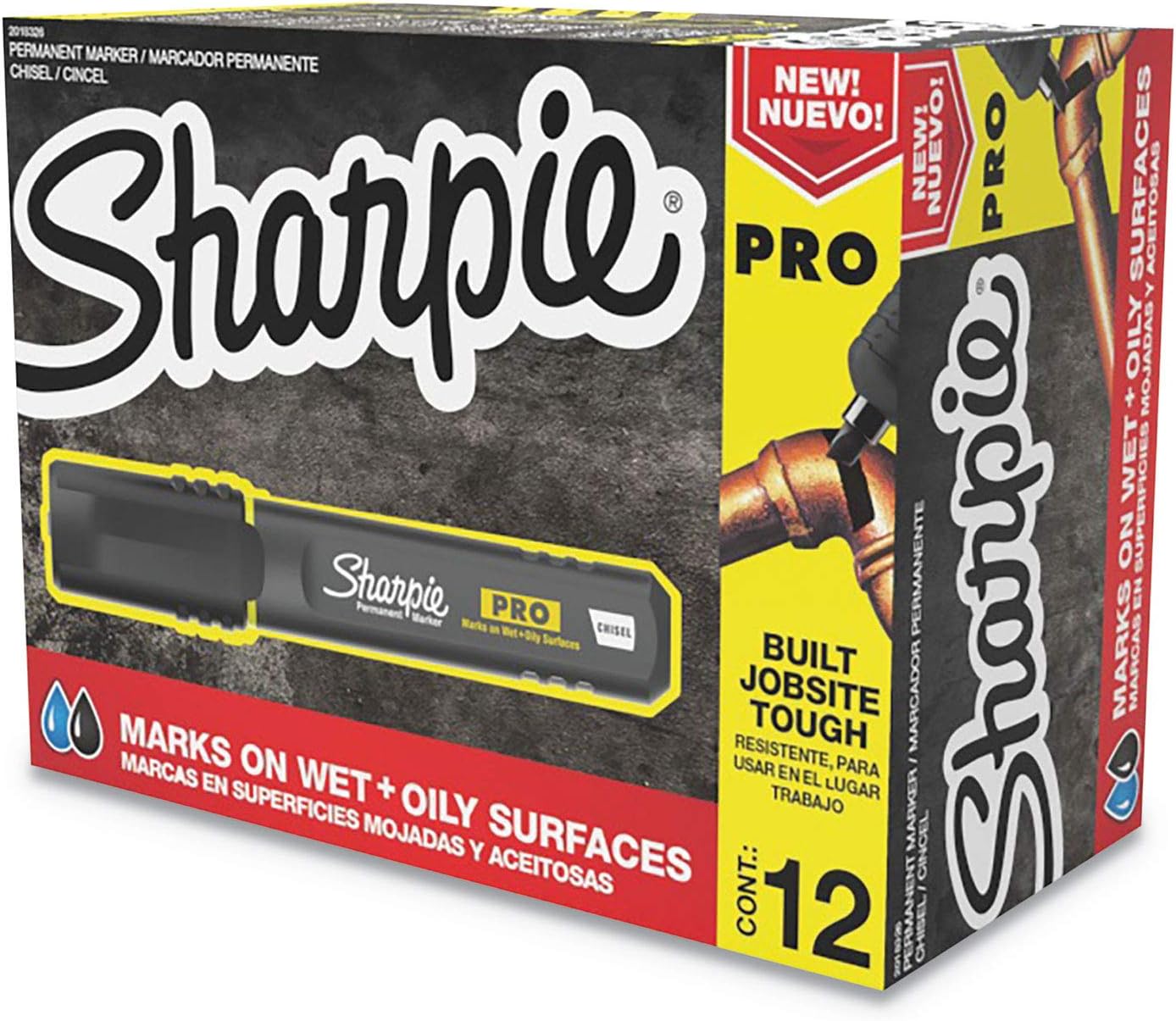Sharpie Pro Permanent Marker Medium Chisel Tip Black 12 Count (2018326)