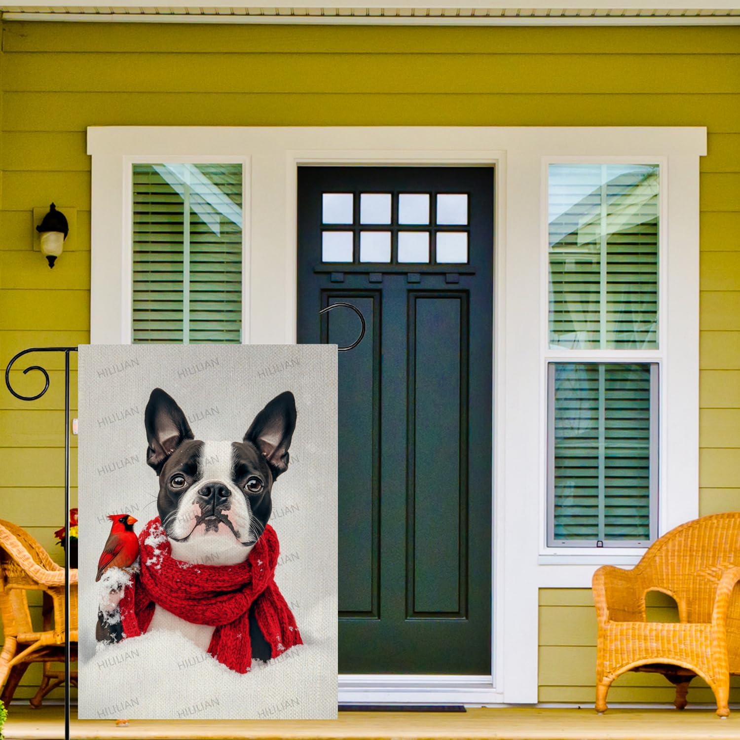 Winter Garden Flags,Funny Boston-Terrier-Dog Flags Cardinal House Flags 12 x 18 Inch Outdoor Christmas Flags for Christmas Garden Decoration(12193) - Image 3