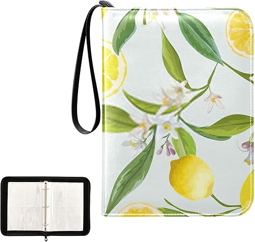 Carpeta de tarjetas de frutas de limón con 400 bolsillos, carpeta de almacenamiento de tarjetas intercambiables, álbum con mangas, con cremallera,