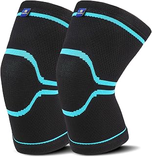 ABYON Knee Braces for Men/Women 2 Pack, Knee Compression Sleeve Support for Meniscus Tear, Arthritis, Joint Pain, Ligament Injury, ACL, MCL, Tendonitis, Running, Squats, Sports