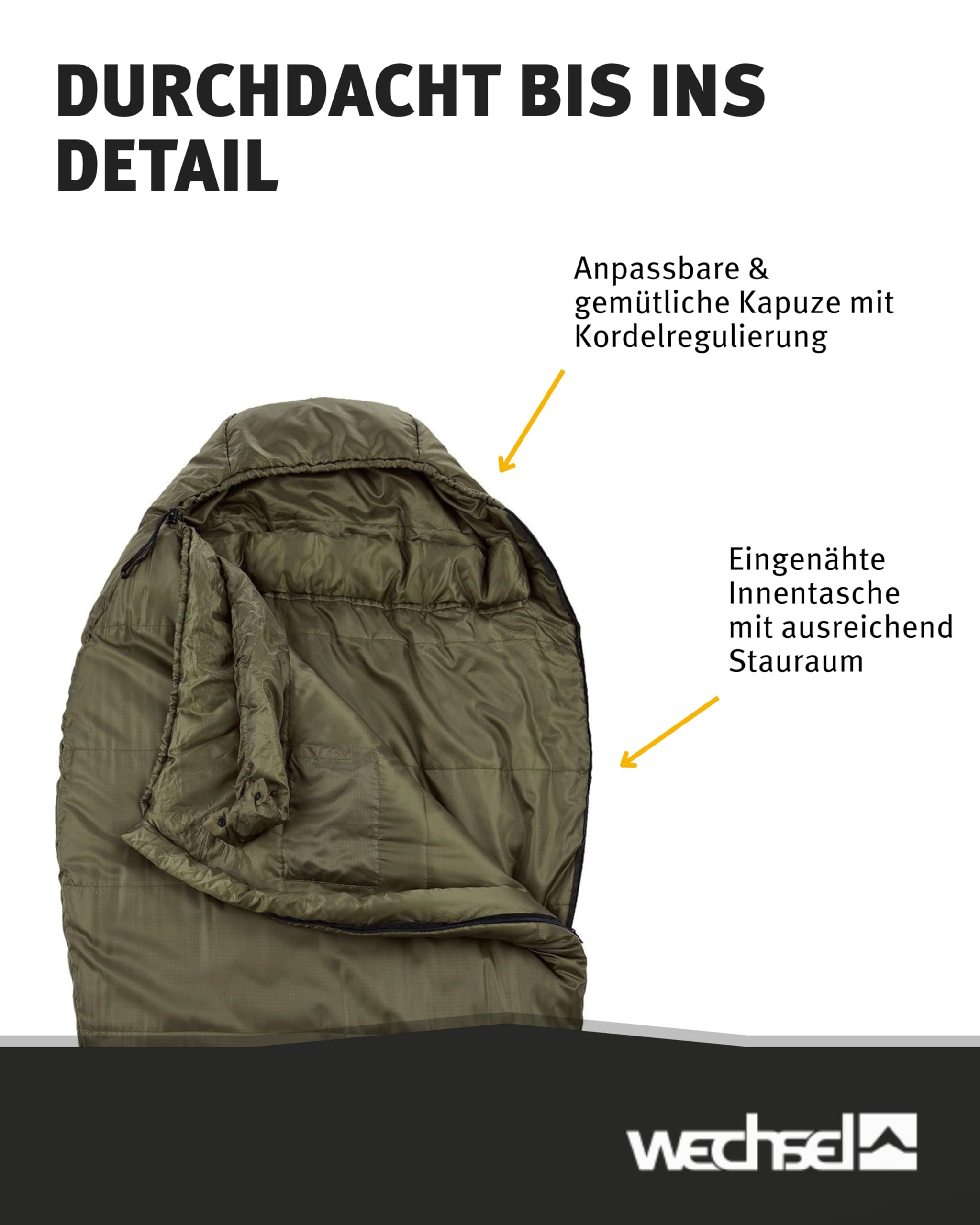 Wechsel Mumienschlafsack Wildfire 0 °C I 4-Jahreszeiten Schlafsack I Kompakt & leicht I Für Temperaturen von 0°C bis 10°C I Ideal für Camping & Outdoor I Größe M