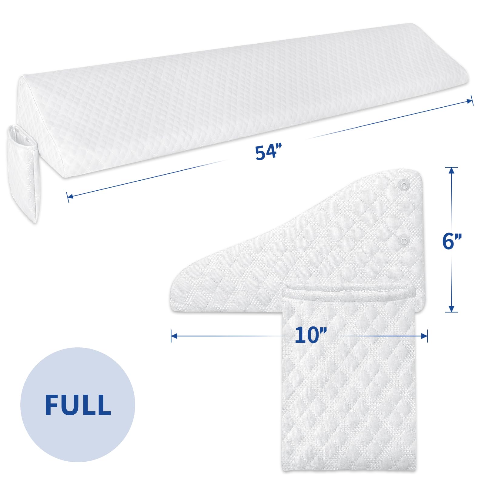 Kayfia King Size Bed Wedge Pillow - Headboard Gap Filler To Stop Pillows Falling (76"x10"x4", White)