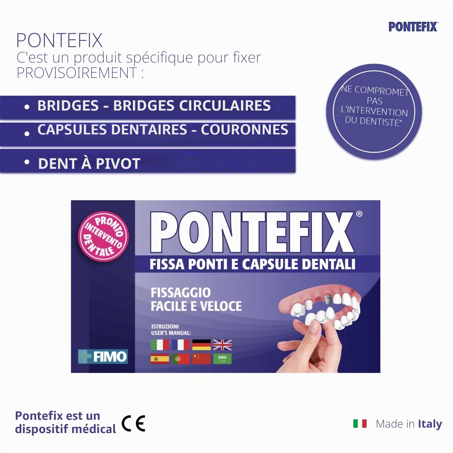 Ciment Dentaire, pour Resceller Couronnes ou Bridges- Fixe les Bridges, les Capsules Dentaires et les Dents Pivotantes