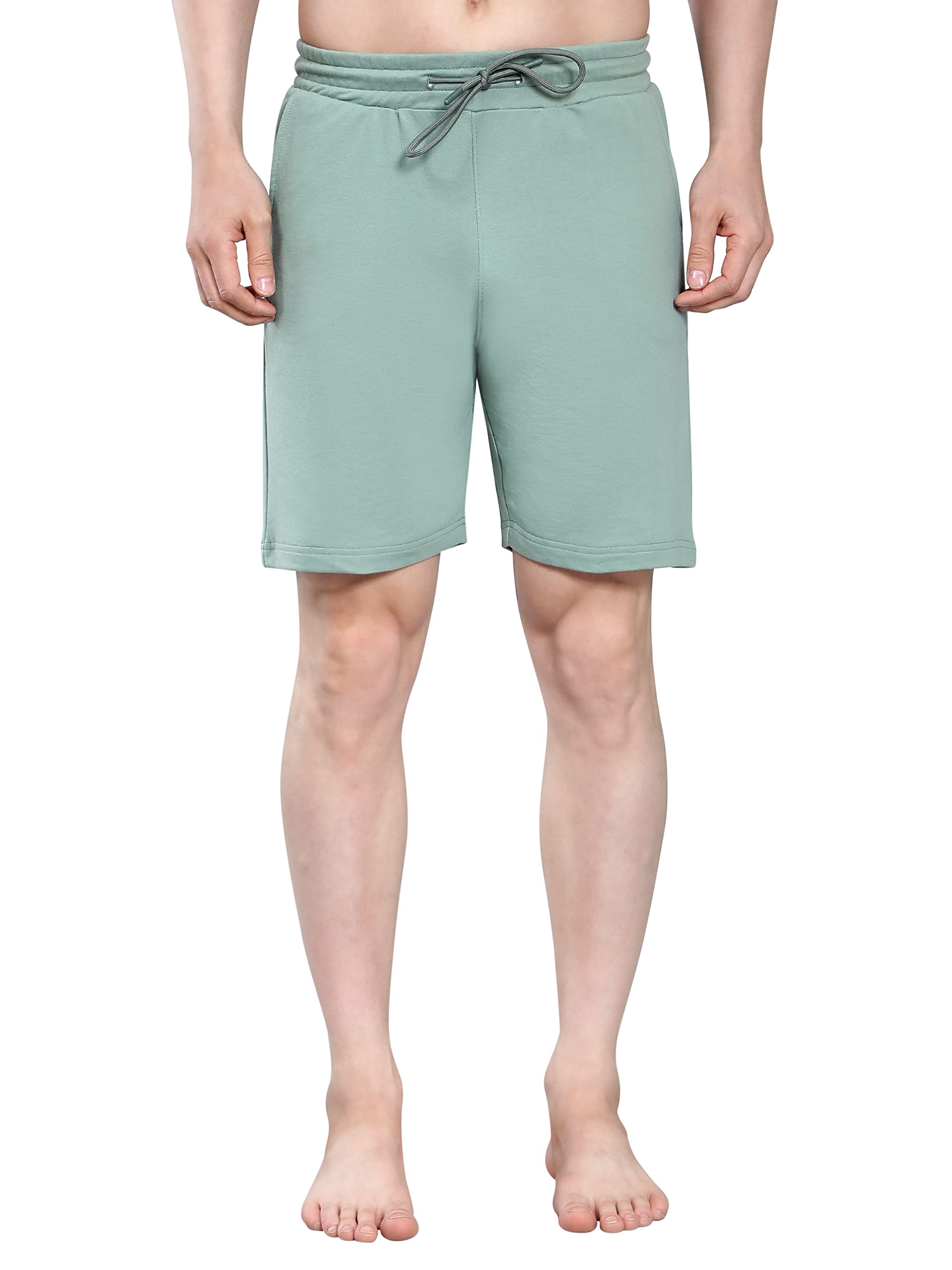Mens Cotton Summer Shorts with Pockets-Green-image-37