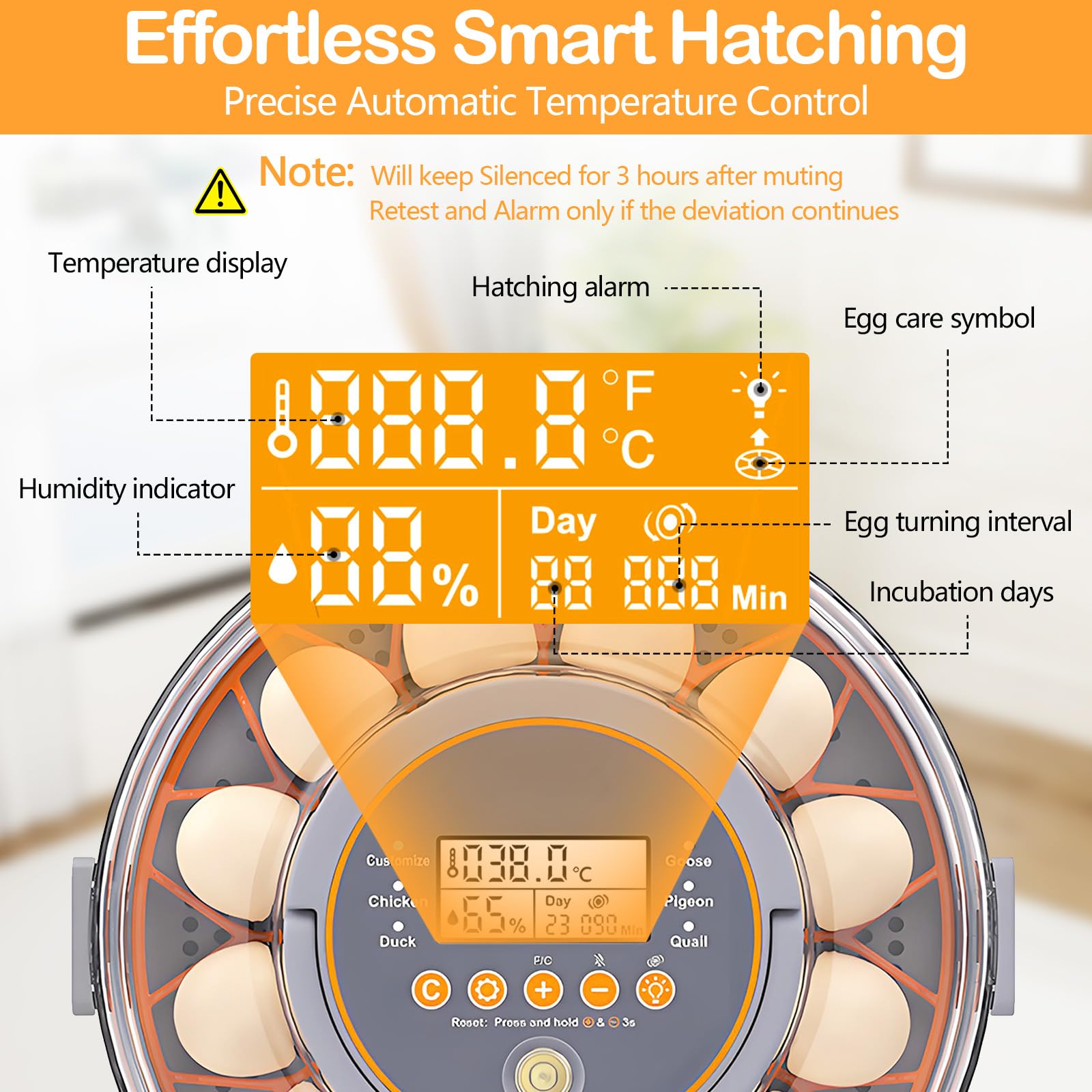 Incubadora Automática, Incubadora Totalmente Automática para 12/20 Huevos con Volteo Automático, Control Preciso de Temperatura y Humedad & Luz de Ovoscopio, Para Gallina Pato Ganso Paloma Codorniz