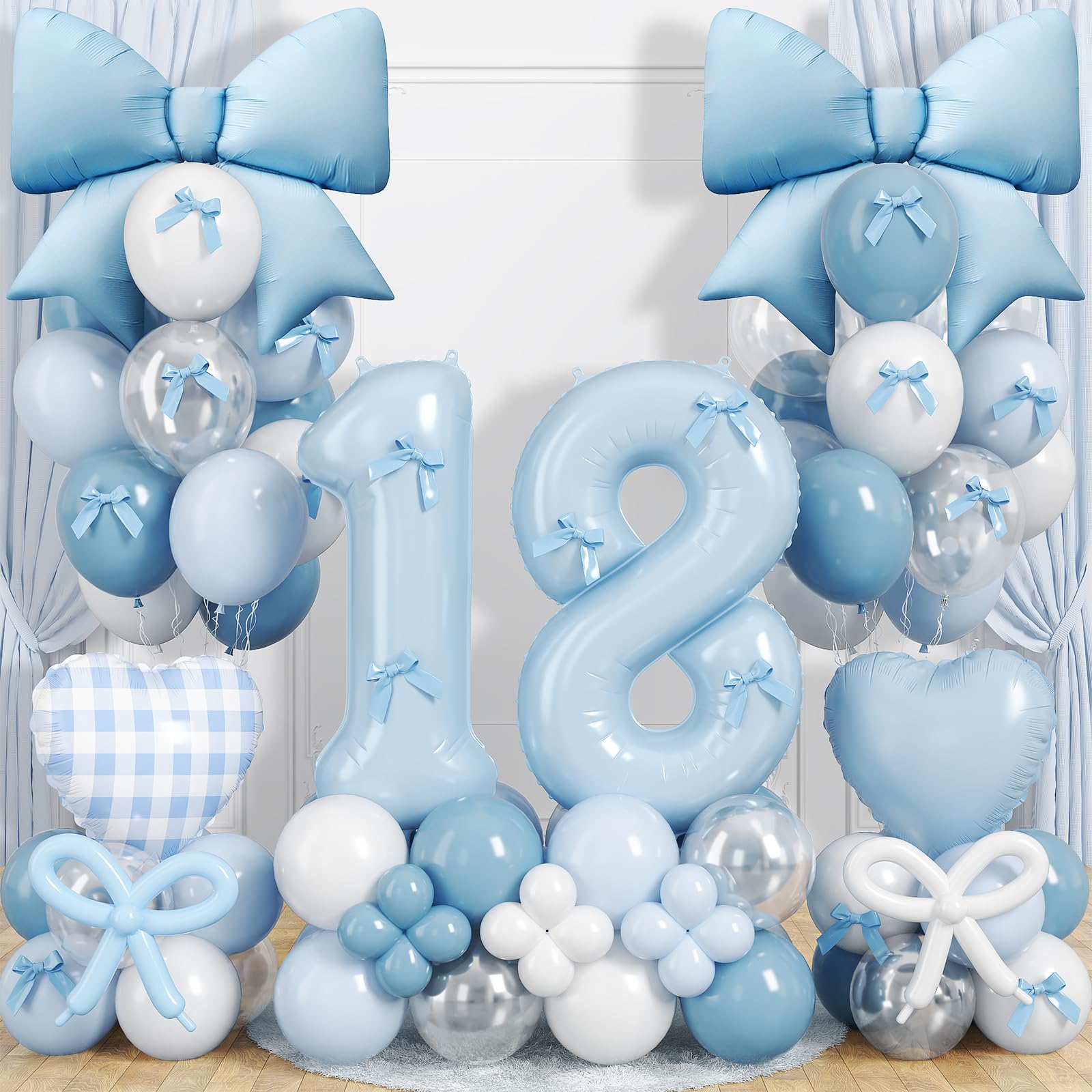 18th Birthday Decorations for Girl, Coquette Blue Bow Birthday Decorations