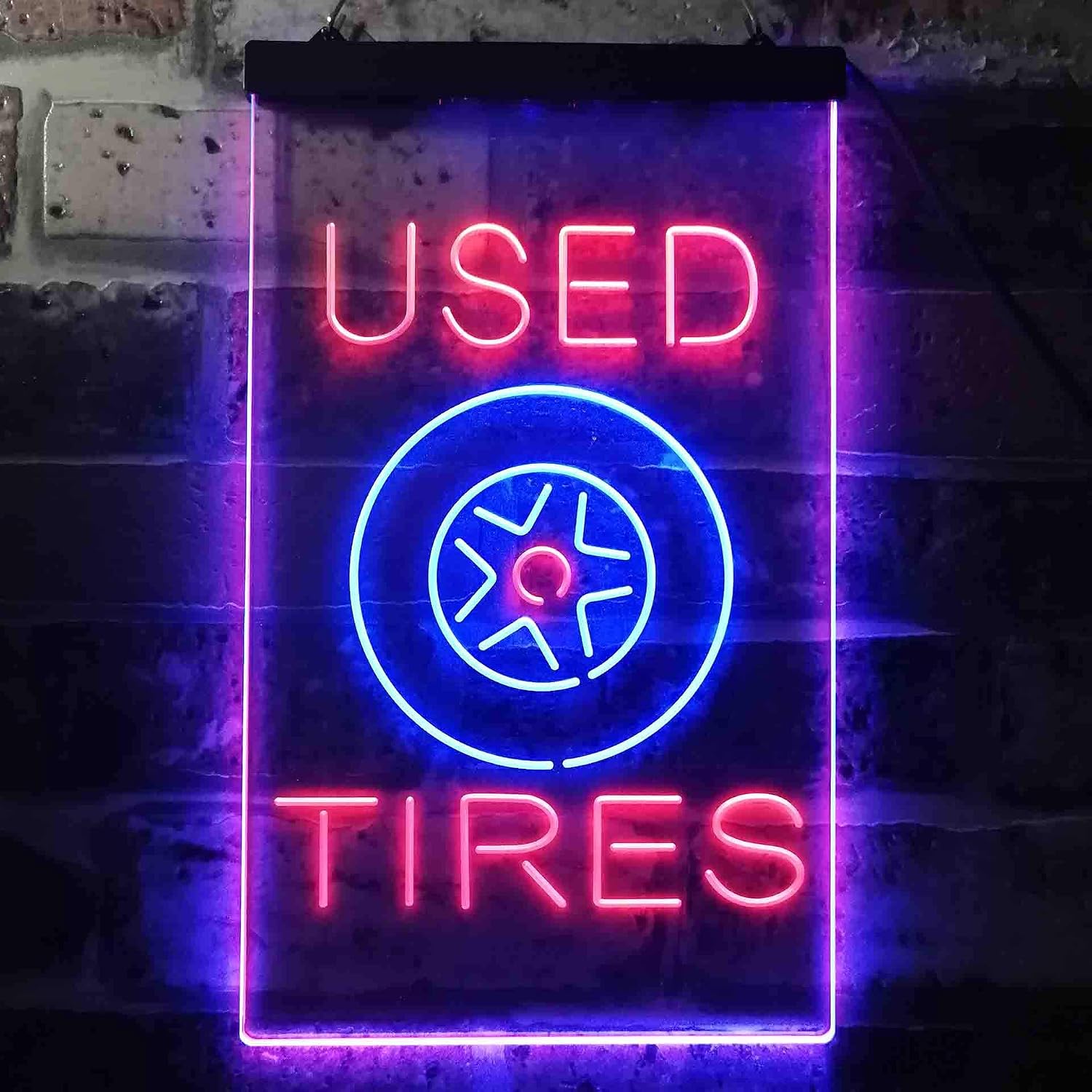 ADVPRO Used Tires Garage Shop Display Dual Color LED Neon Sign Blue & Red 12" x 16" st6s34-i3588-br