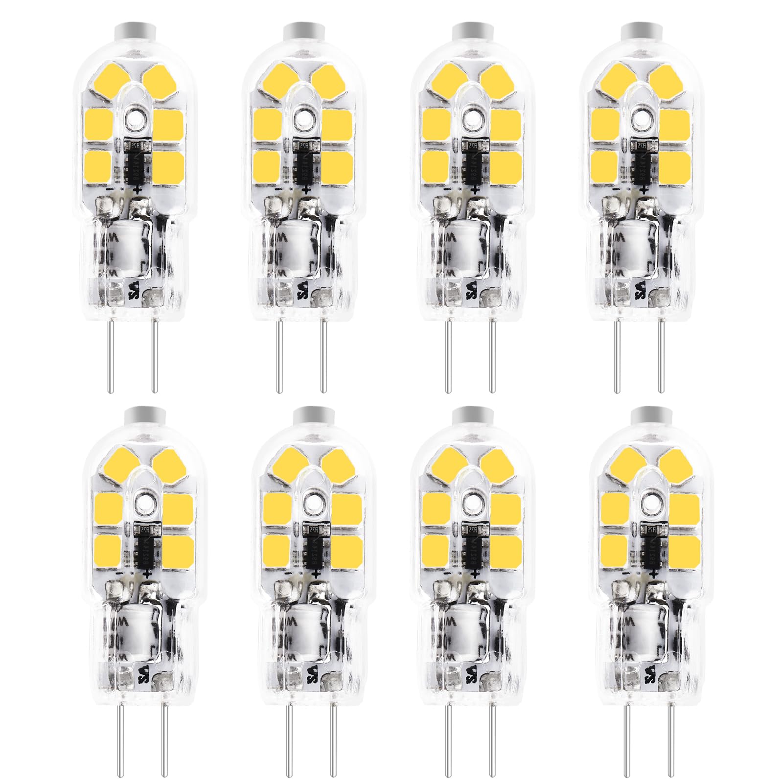 KUNKA T3 G4 LED Birne -Bi-Pin Sockel JC T3 Halogen Glühbirne- 20W Äquivalent, 360°, Kein Flackern, Stiftsockellampe Glühbirnen 12V AC/DC MR11 G4/GU4/GZ4 Bi-Pin Sockel (Kaltweiß 6000K, 8er-Set)