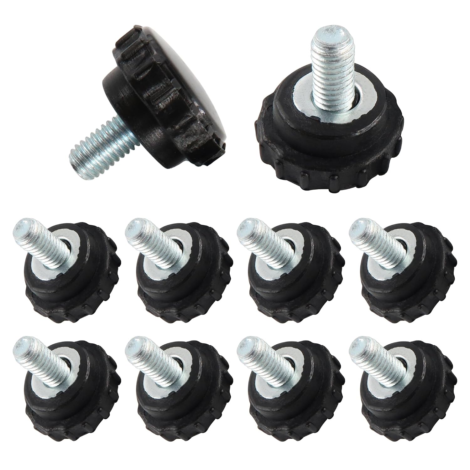 10PCS M6x10mm Knurled Clamping Knobs, Round Head Male Thread Knurled Thumb Screw, Zinc Plated Carbon Steel Hand Bolt Knobs Clamping Screw