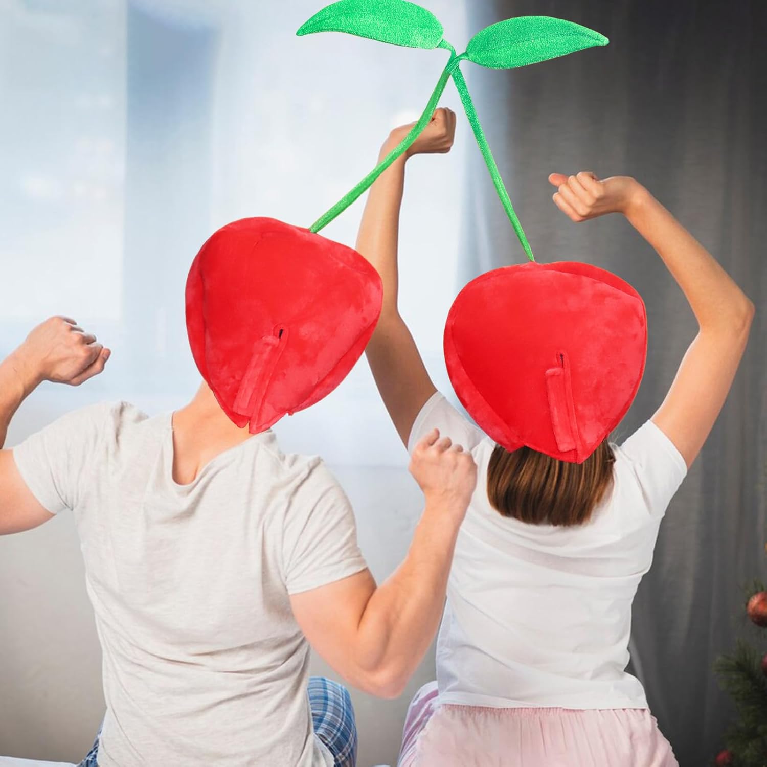 2 Pcs Funny Cherry Hat Cherry Costume Plush Fruit Costume Novelty Hats Dress Up Cosplay Party Supplies - Image 7
