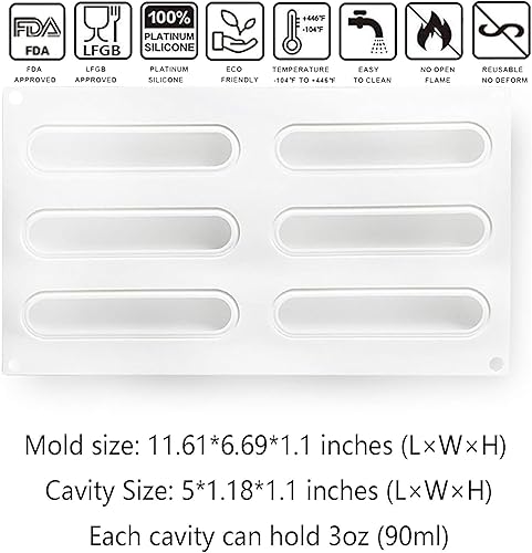 Miniatura 2 de OCPO KITCHEN Eclair - Molde de silicona para hornear, mousse, pastel, postre, pastelería, chocolate, molde de helado, molde de decoración de