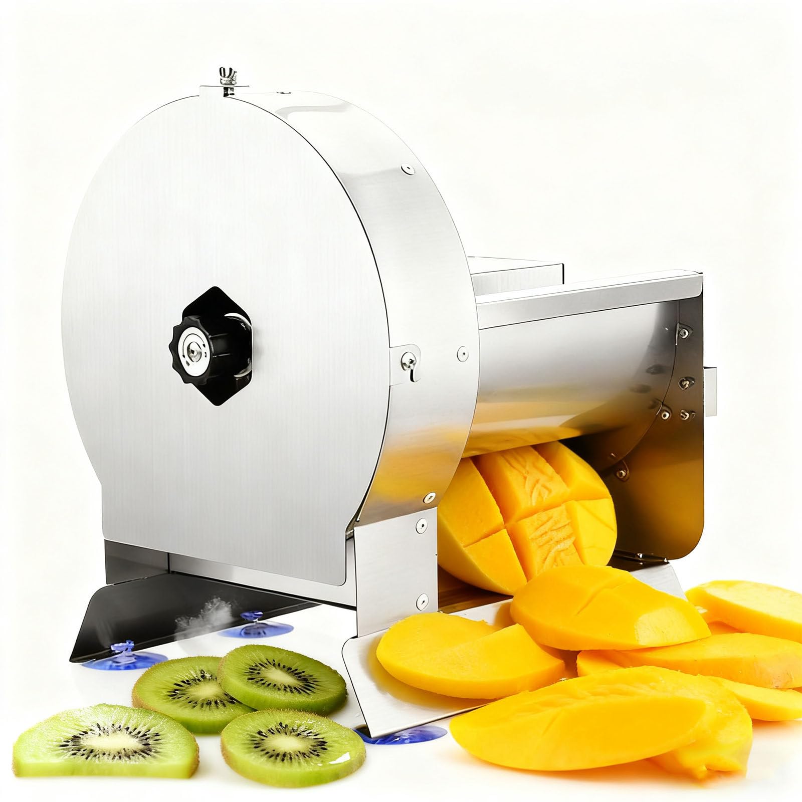 LjyAeono Electric Vegetable Slicer Commercial Fruit Slicer Machine Tomato er 0-10mm(0-0.4in) Thickness Adjustable Stainless Steel for Lemon Potato Onion Tomato Min