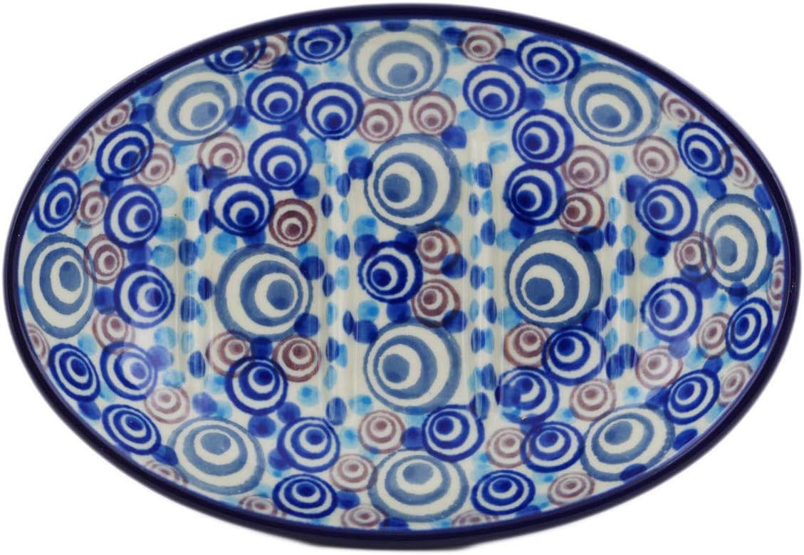 Polmedia Polish Pottery Soap Dish UNIKAT - Hypnotized Pattern Handmade in Boleslawiec Poland by Ceramika Artystyczna + Certificate of Authenticity