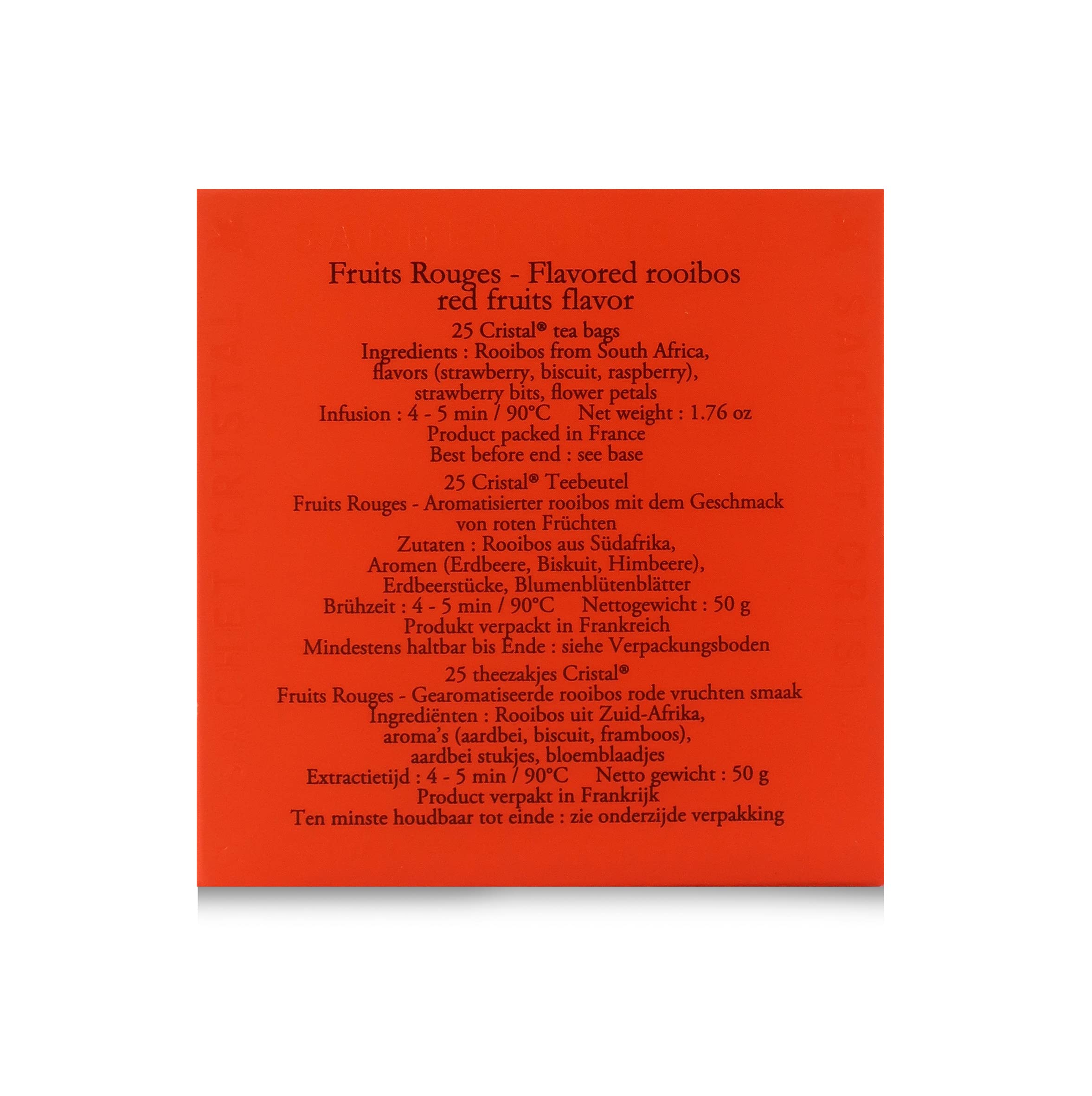 Passerini Dammann Rooibos Fruits Rouges - Té de Rooibos con Frutos Rojos, 25 bolsitas - Dammann Frères