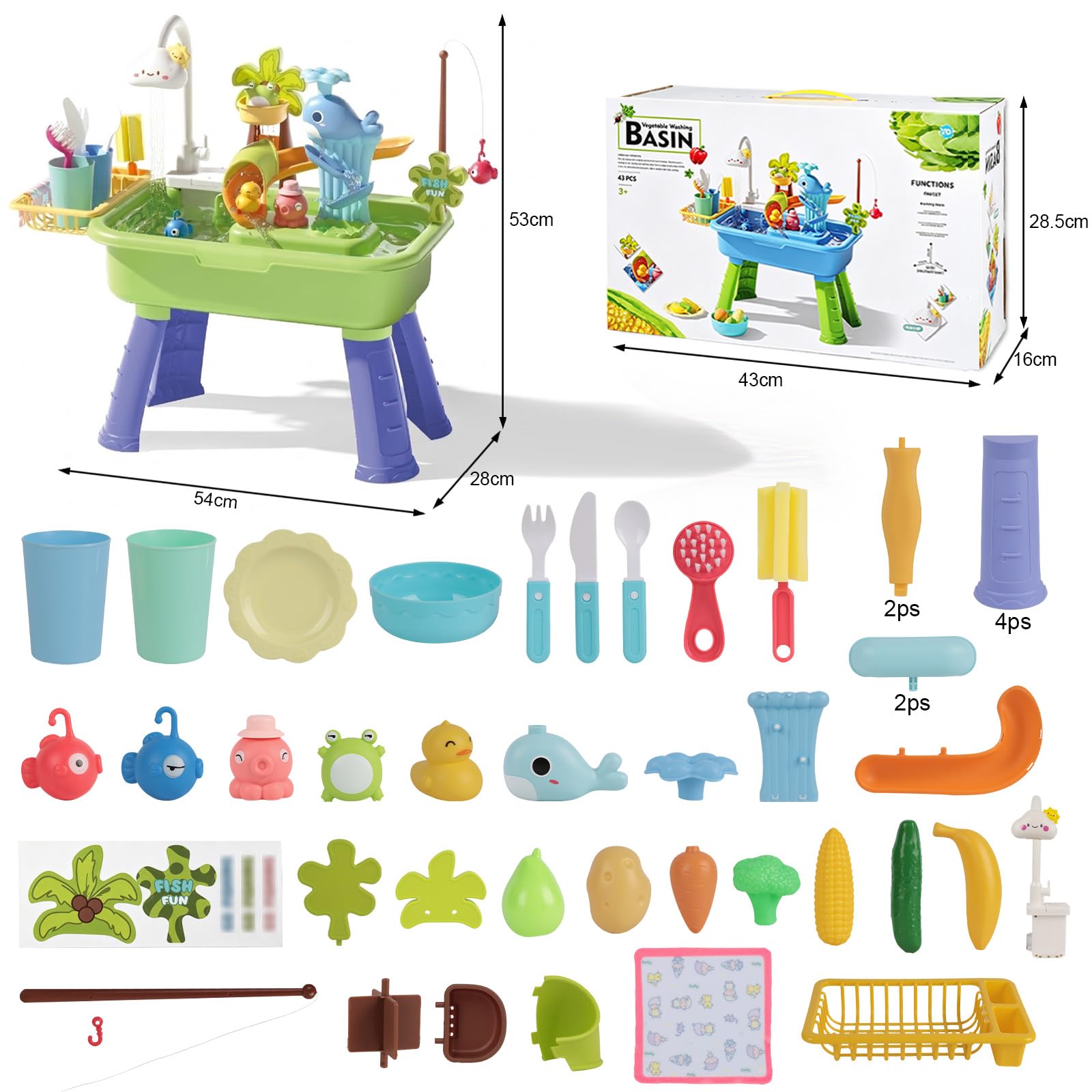 Wasserspieltisch Kinder Outdoor - Wasserspieltisch Outdoor Strandspielzeug, Beinhaltet EIN breites Zubehörsortiment, Planschbecken mit Wasserpumpe, Wasser spieltisch, Garten, Hinterhof, Hof(Grün)