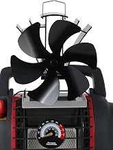 VODA Wood stove fan for Buddy Heater, Heat Powered Activated Fireplace Fans 6 Blades, Non Electric Thermoelectric Thermal Fan with Bracket w/Stove Thermometer Accessories