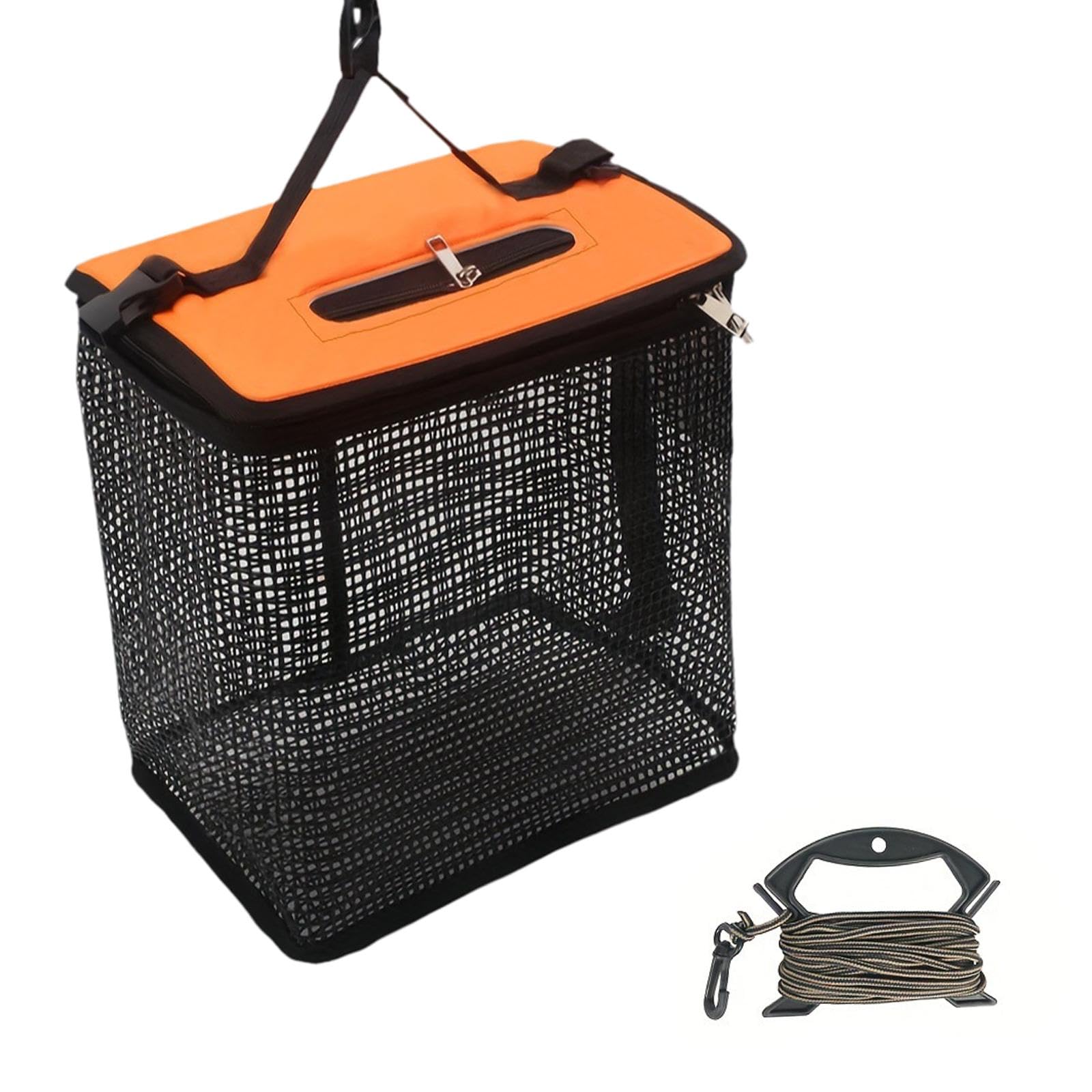 KESOTO Cesta Flotante para Peces Bolsa de Almacenamiento de Peces Plegable Red de Pesca Portátil Cesta de Protección con Nailon Adecuada para Pesca en Agua D