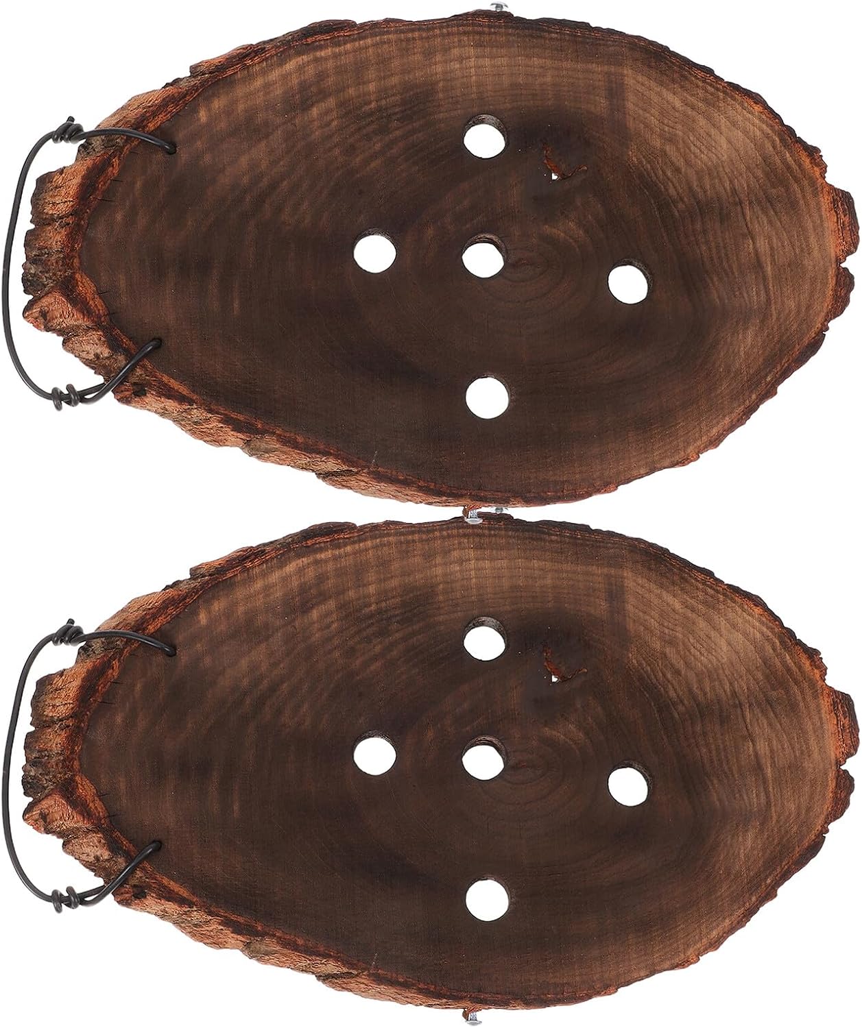 HANABASS Rustic Solid Wood Wall Mounted Planter Board for Ferns and Orchids, Oval 15x30cm 2pcs Hanging Plant Holder for Indoor Vertical Gardening