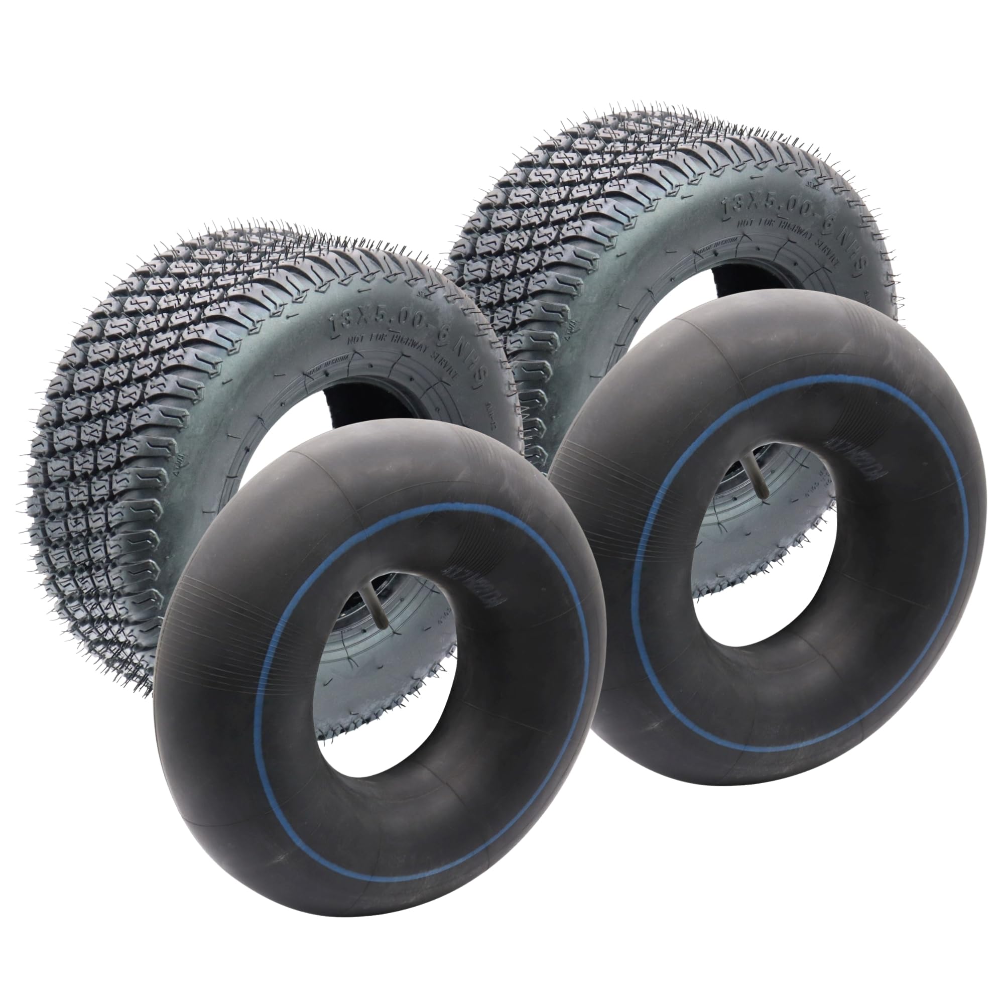 SECURA 2x Reifen 13x5.00-6 Tubeless inkl. Schlauch mit geradem Ventil TR13