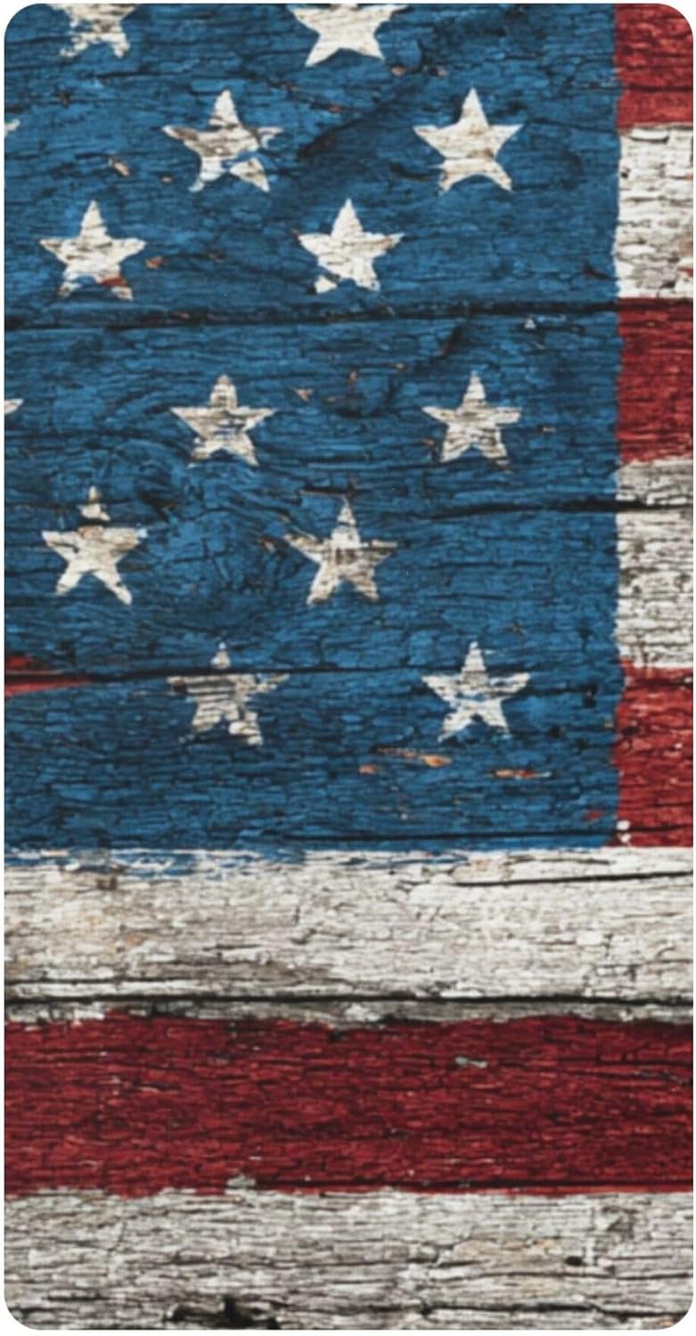 American Flag Vintage Wood Crib Sheets Soft Breathable Fitted Cotton Baby Crib Sheets Mattress Cover for Girl Boy, 52" x 28" x 9"