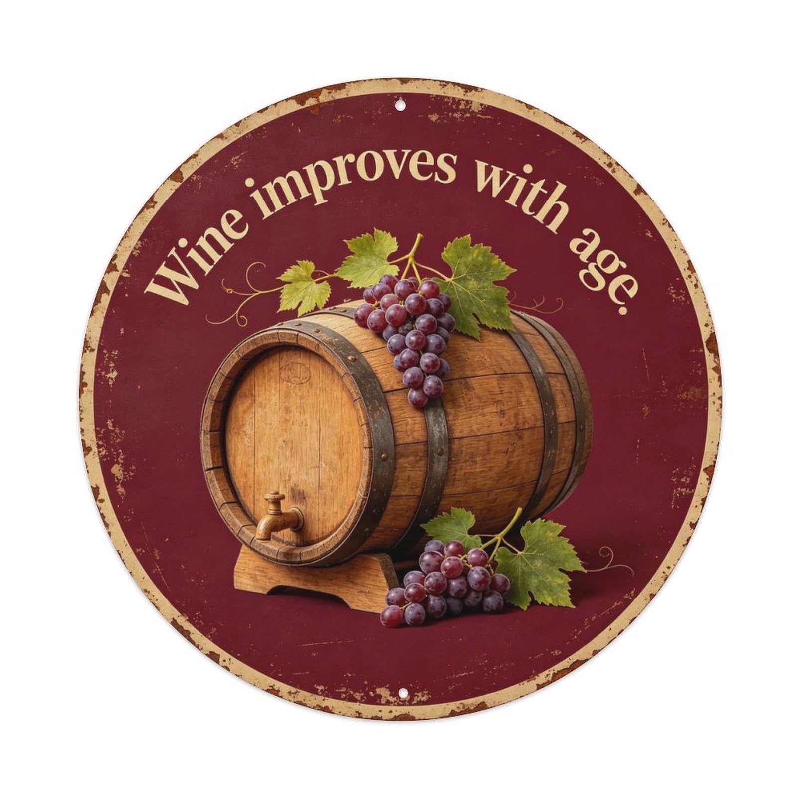 Vintage_wine_barrel Metal Tin Sign Plaque