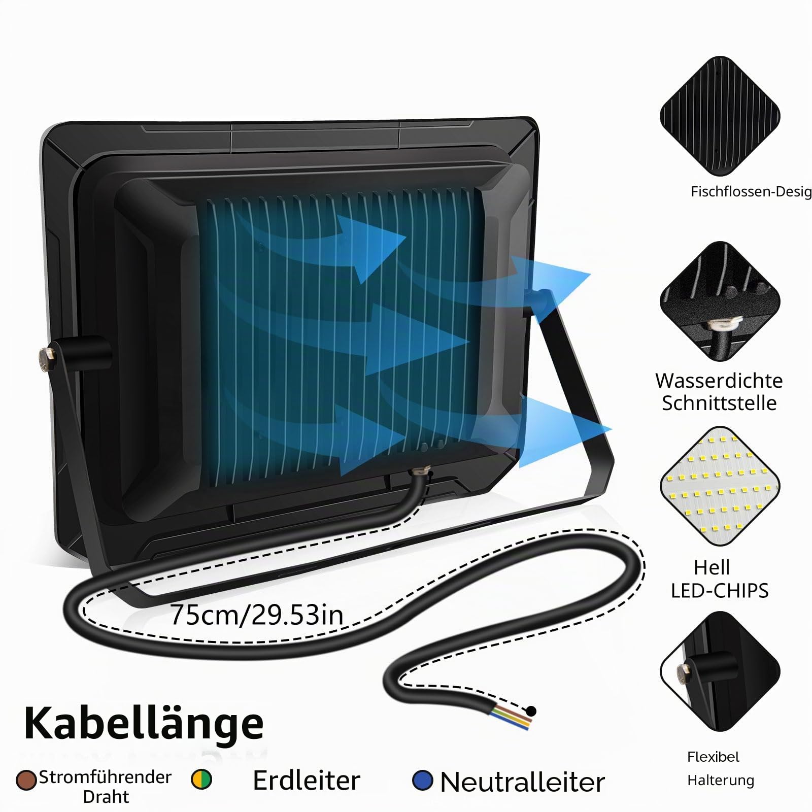Loyal 500W LED Strahler Außen, 50000LM Superhell Außenstrahler, IP66 Wasserdicht Flutlichtstrahler, 3000K Warmweiß Flutlicht, Außenleuchte für Garten, Garage, Auffahrt, Türen